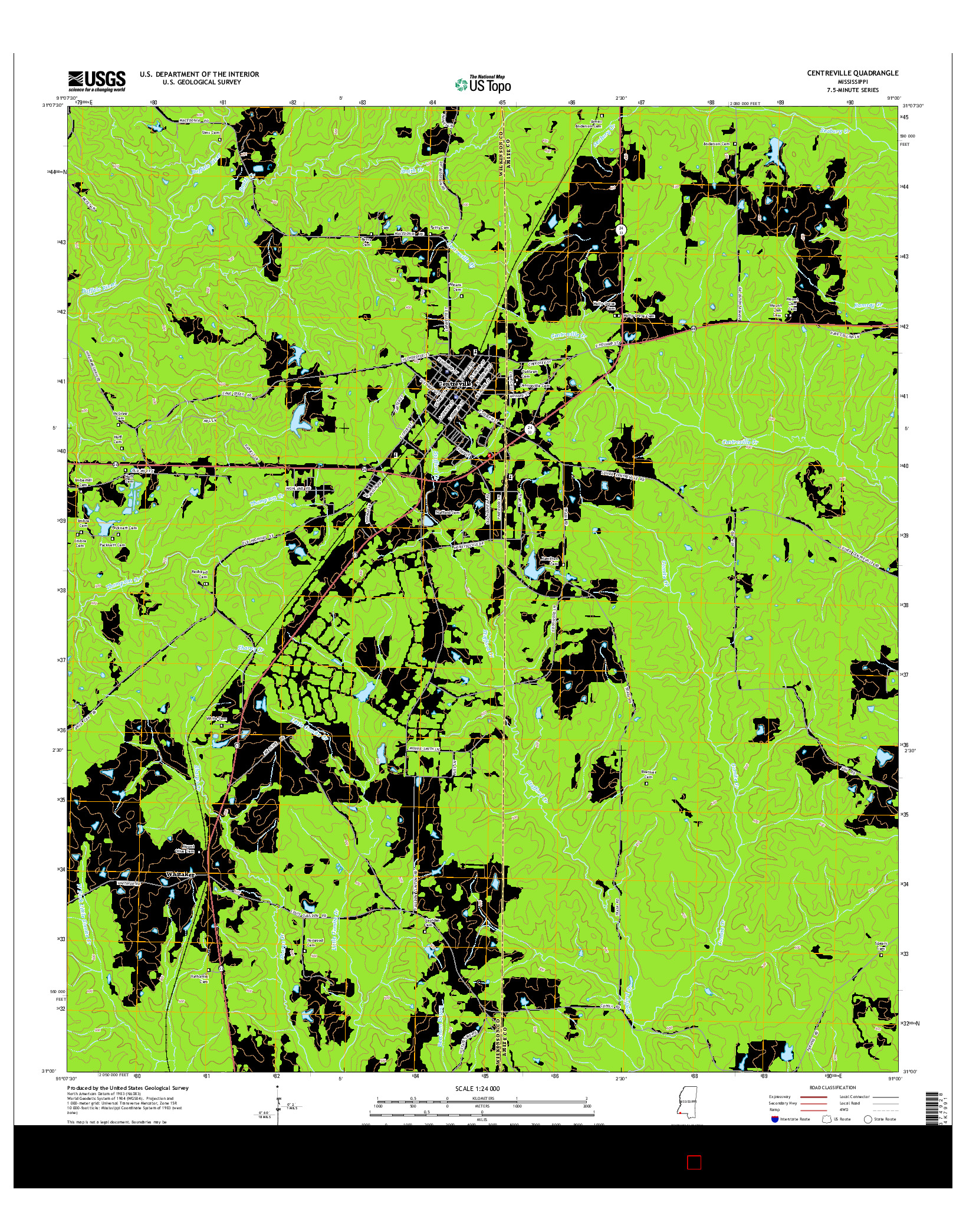 USGS US TOPO 7.5-MINUTE MAP FOR CENTREVILLE, MS 2015