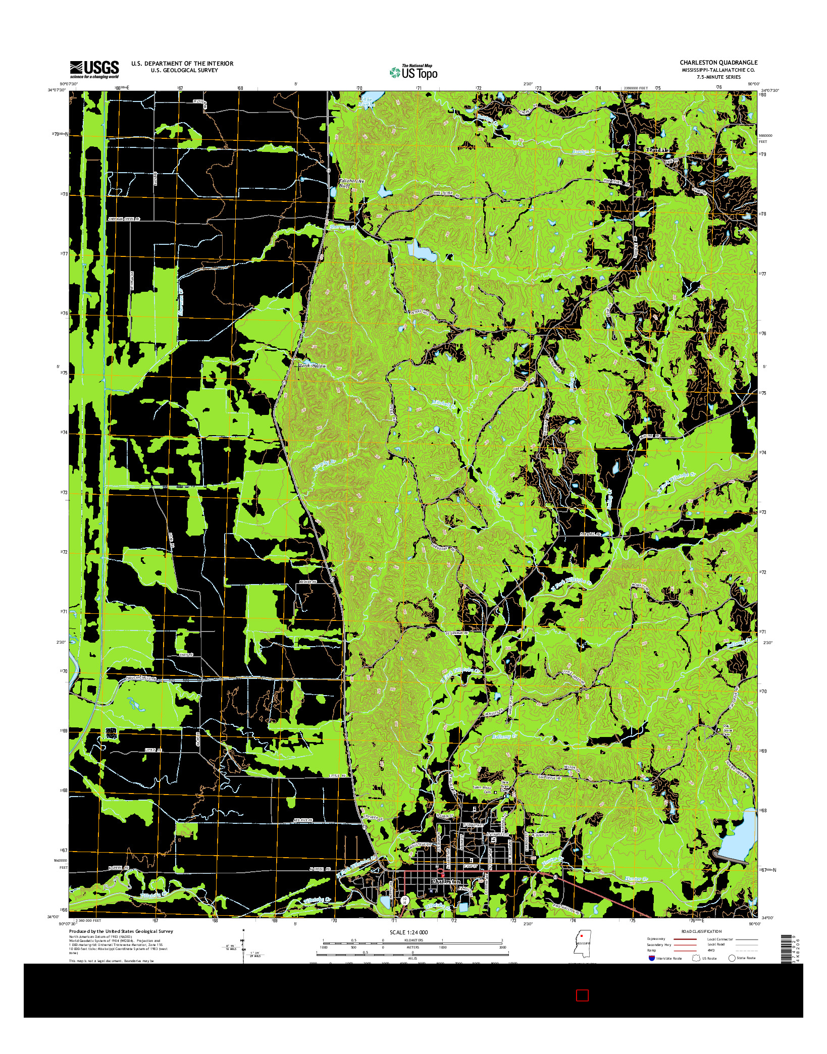 USGS US TOPO 7.5-MINUTE MAP FOR CHARLESTON, MS 2015
