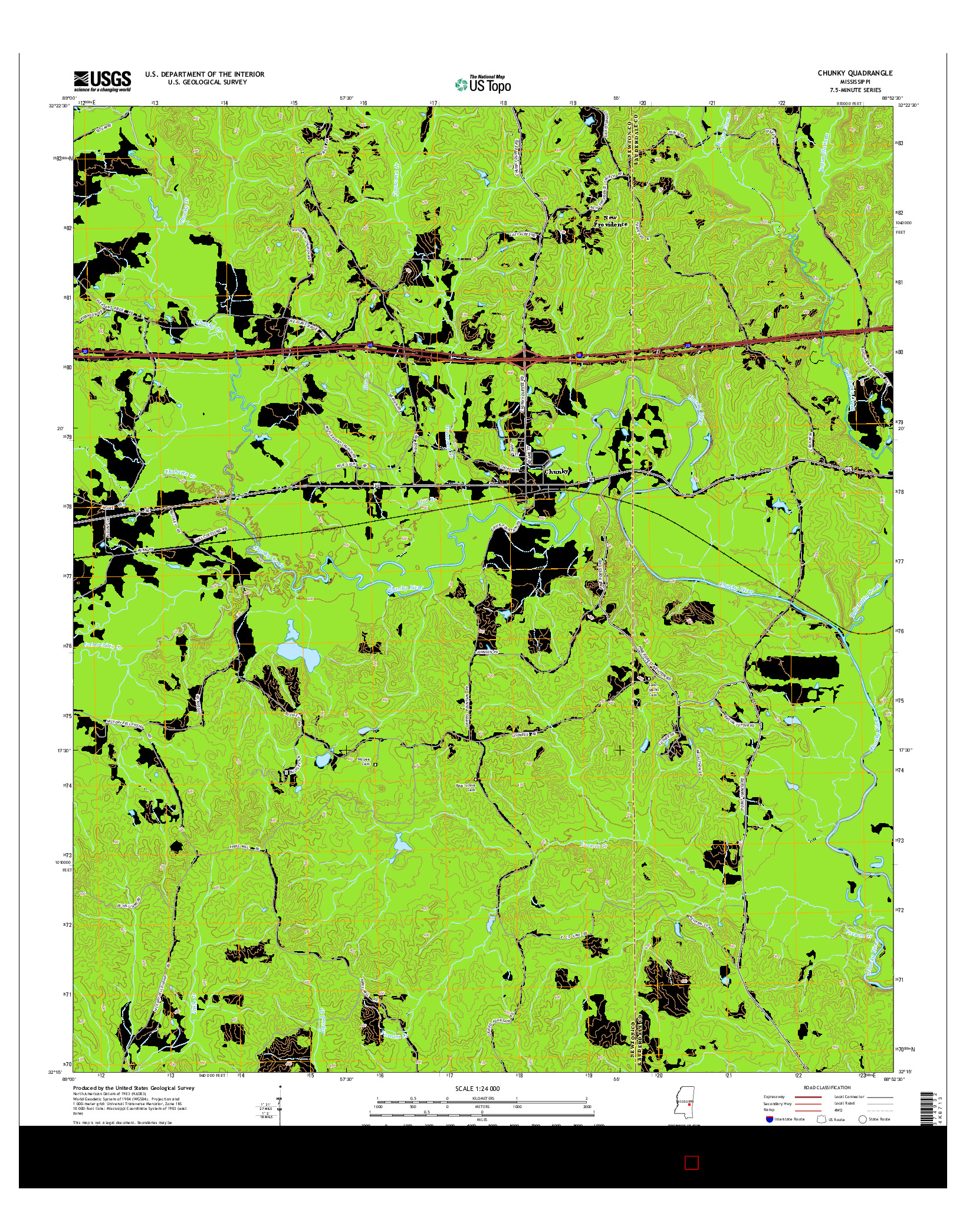 USGS US TOPO 7.5-MINUTE MAP FOR CHUNKY, MS 2015