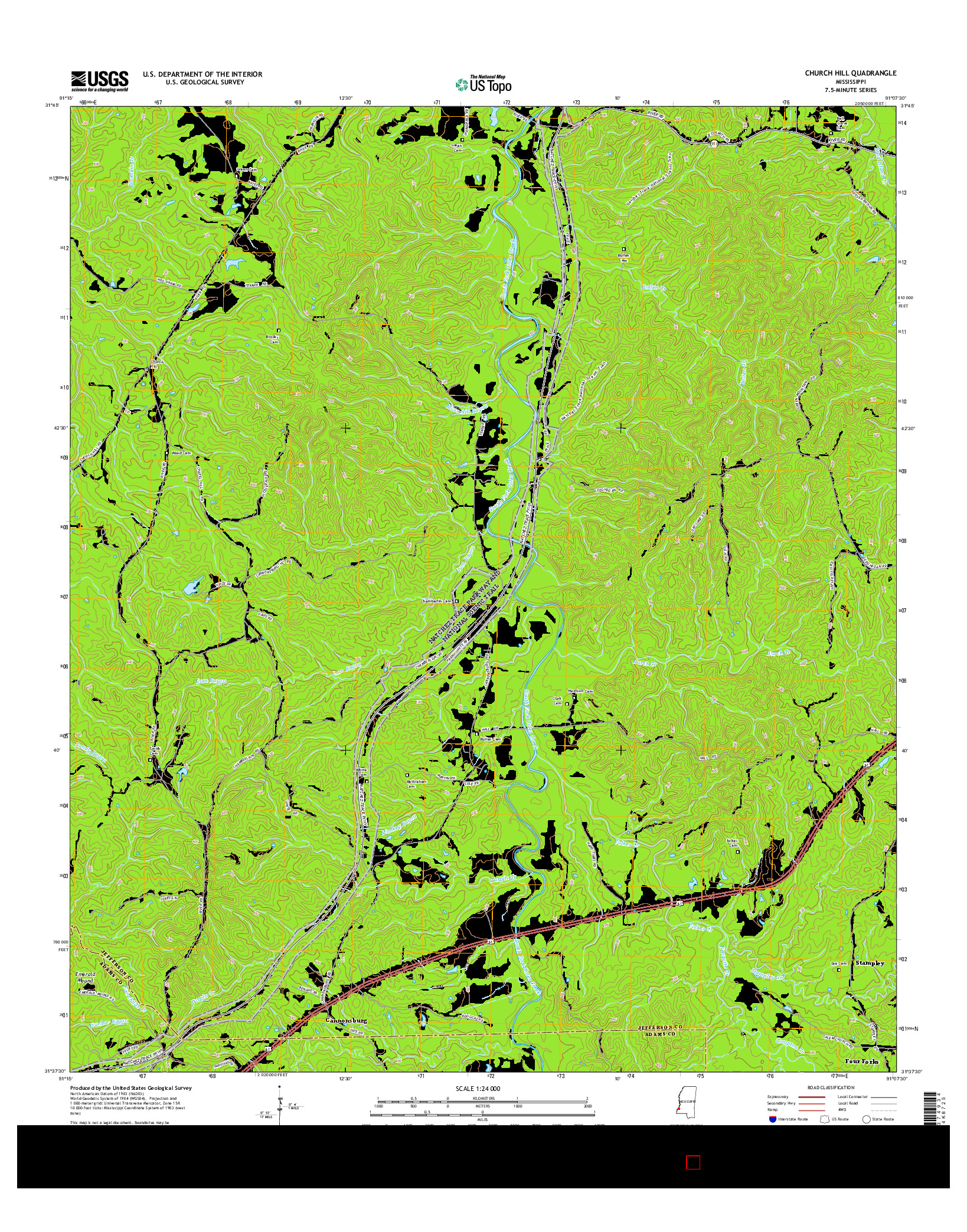 USGS US TOPO 7.5-MINUTE MAP FOR CHURCH HILL, MS 2015