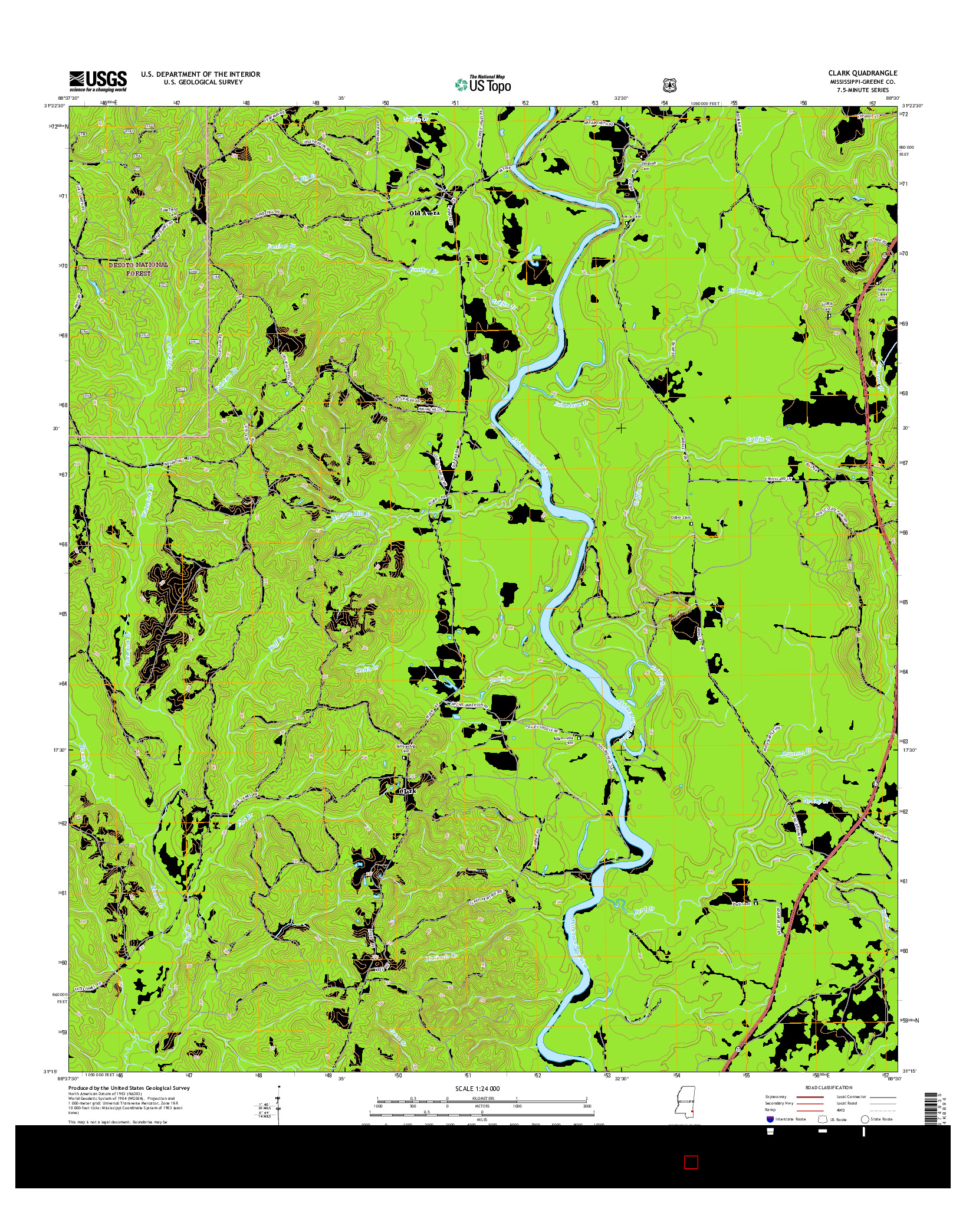 USGS US TOPO 7.5-MINUTE MAP FOR CLARK, MS 2015