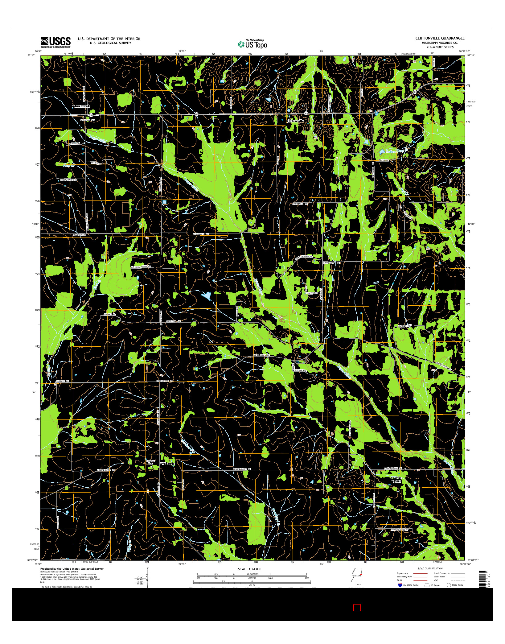 USGS US TOPO 7.5-MINUTE MAP FOR CLIFTONVILLE, MS 2015