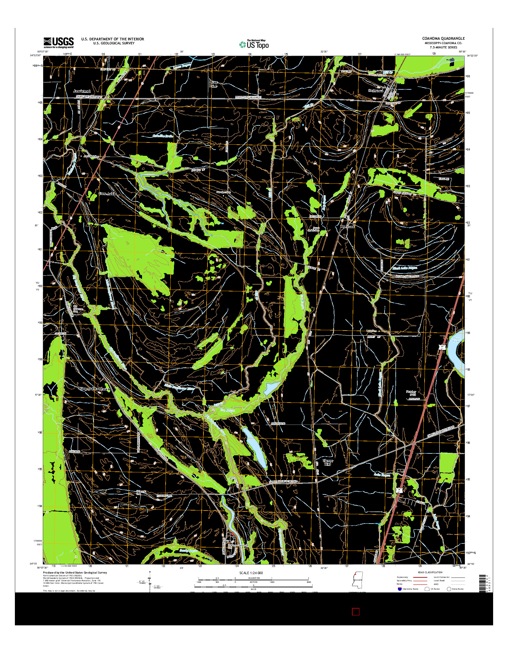 USGS US TOPO 7.5-MINUTE MAP FOR COAHOMA, MS 2015
