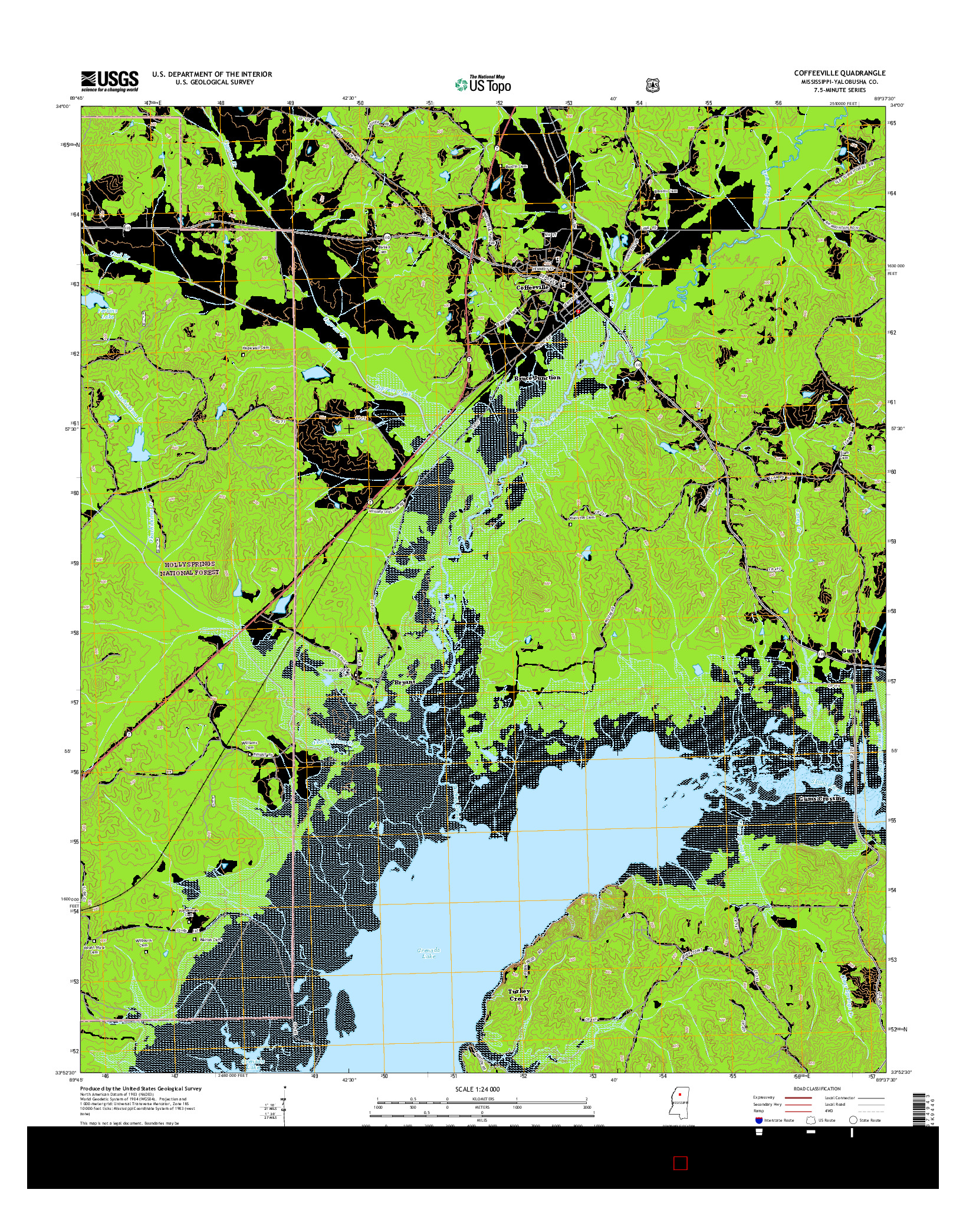 USGS US TOPO 7.5-MINUTE MAP FOR COFFEEVILLE, MS 2015