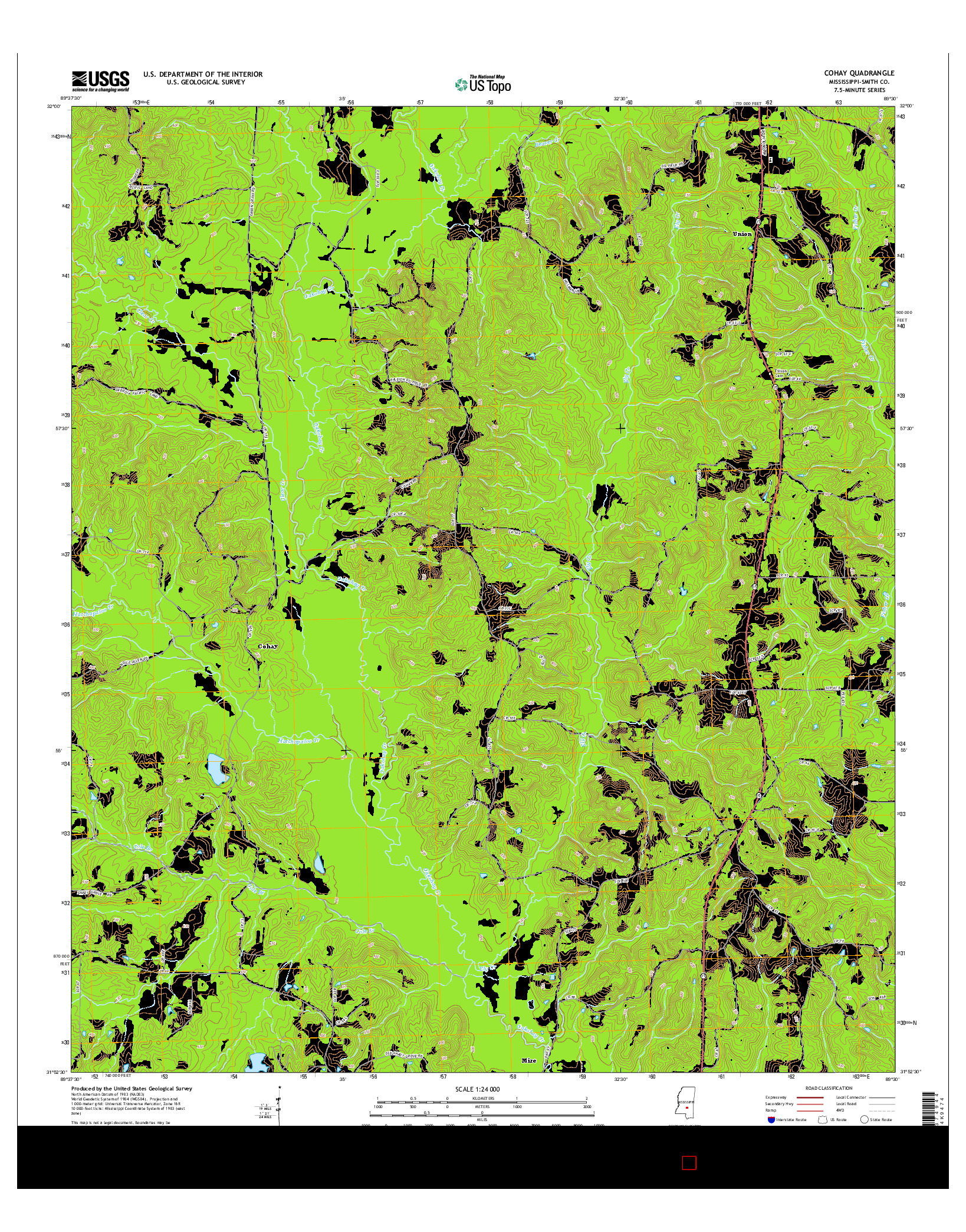 USGS US TOPO 7.5-MINUTE MAP FOR COHAY, MS 2015