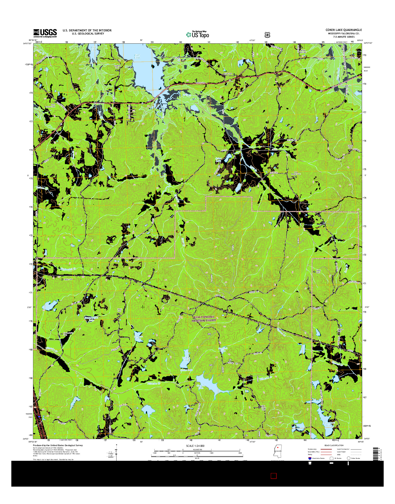 USGS US TOPO 7.5-MINUTE MAP FOR COKER LAKE, MS 2015
