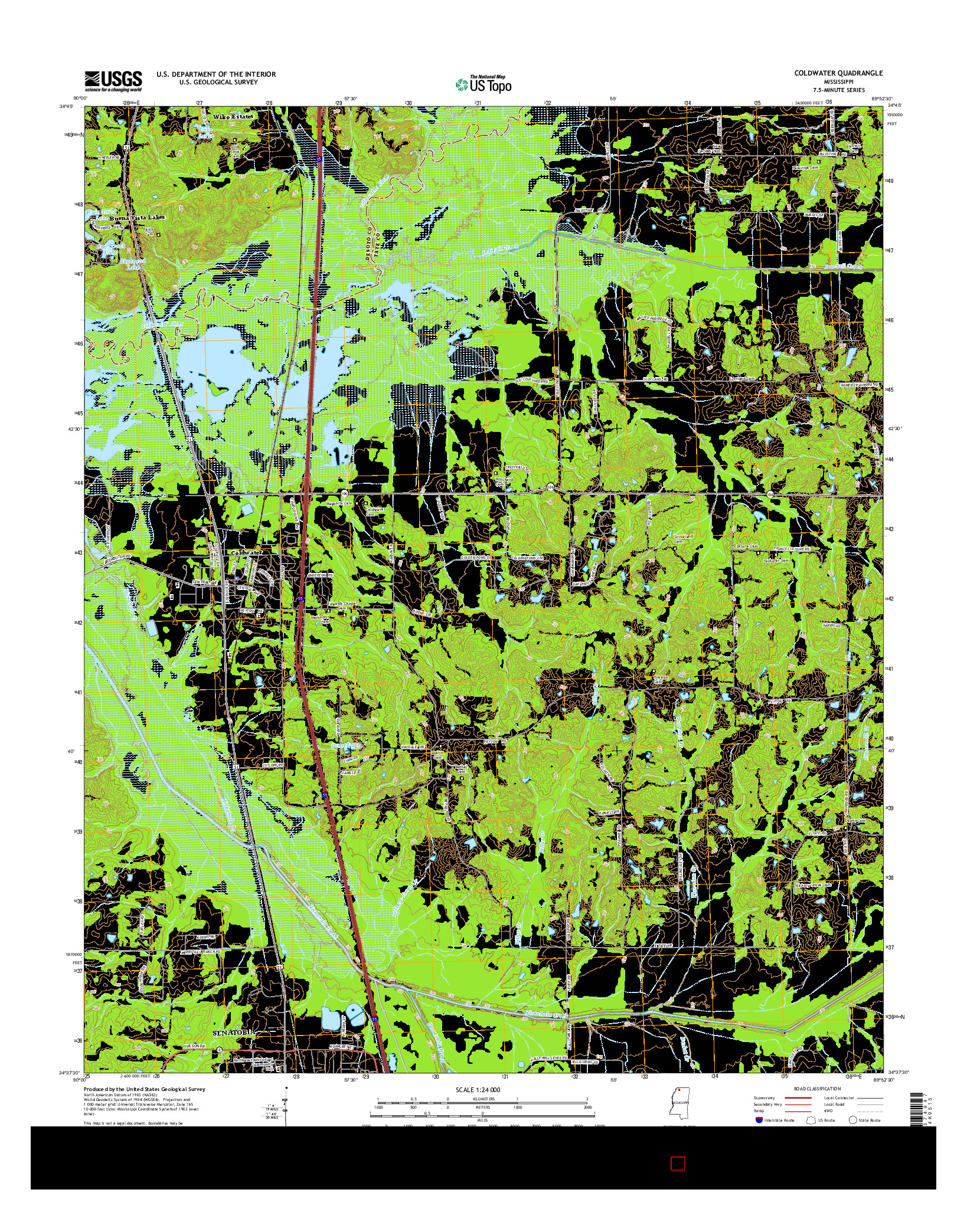 USGS US TOPO 7.5-MINUTE MAP FOR COLDWATER, MS 2015