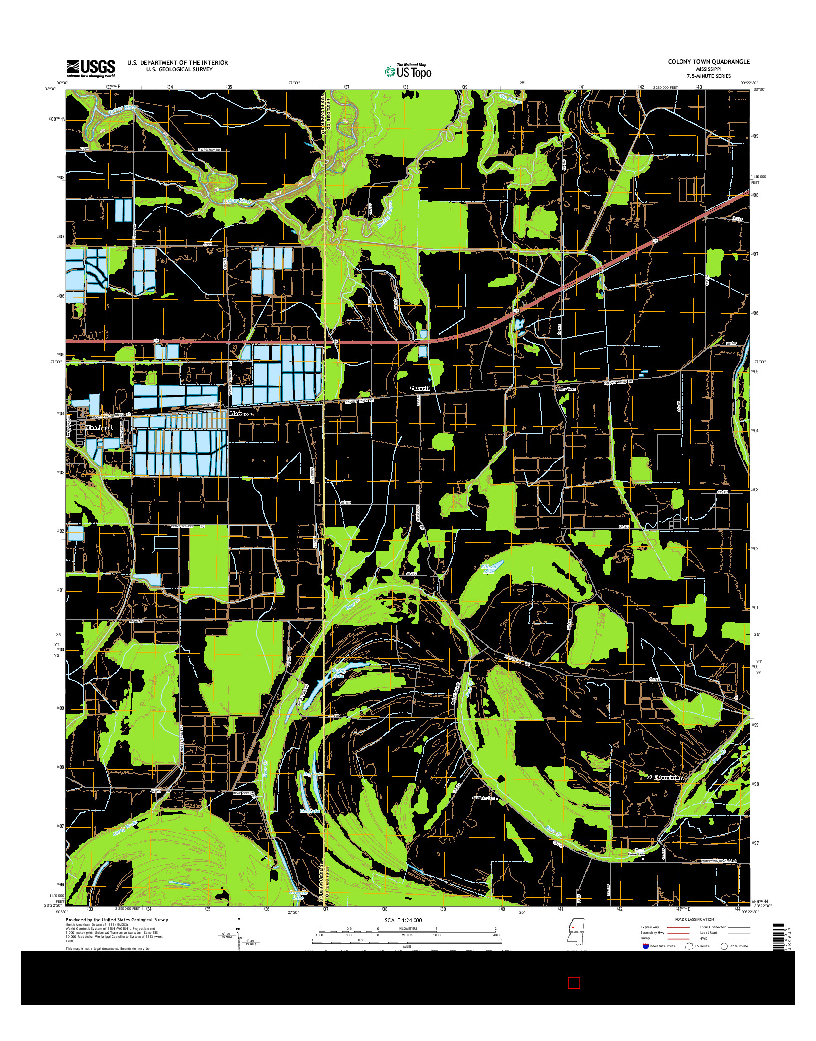 USGS US TOPO 7.5-MINUTE MAP FOR COLONY TOWN, MS 2015