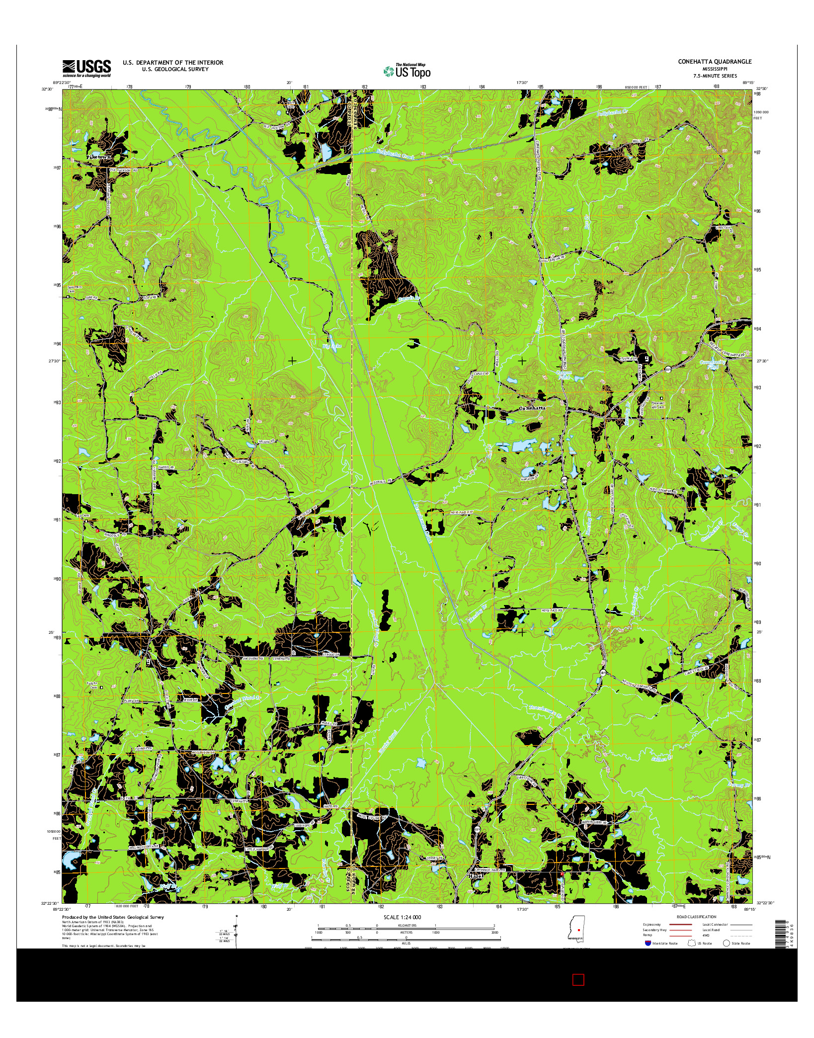 USGS US TOPO 7.5-MINUTE MAP FOR CONEHATTA, MS 2015
