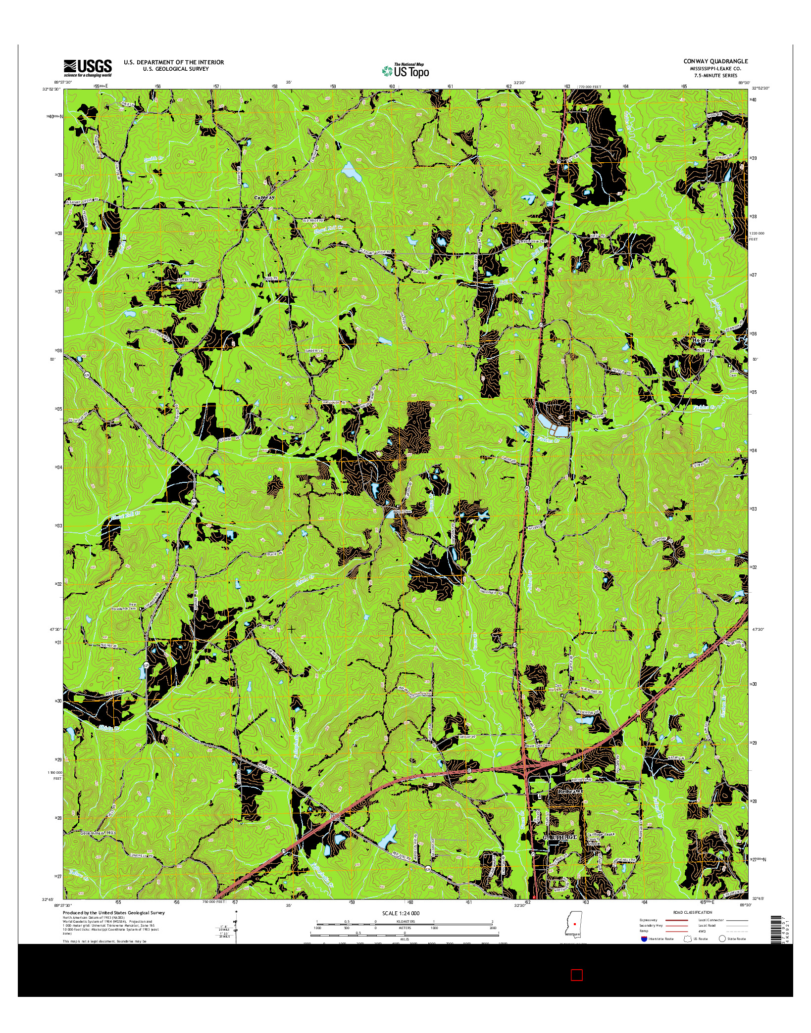 USGS US TOPO 7.5-MINUTE MAP FOR CONWAY, MS 2015