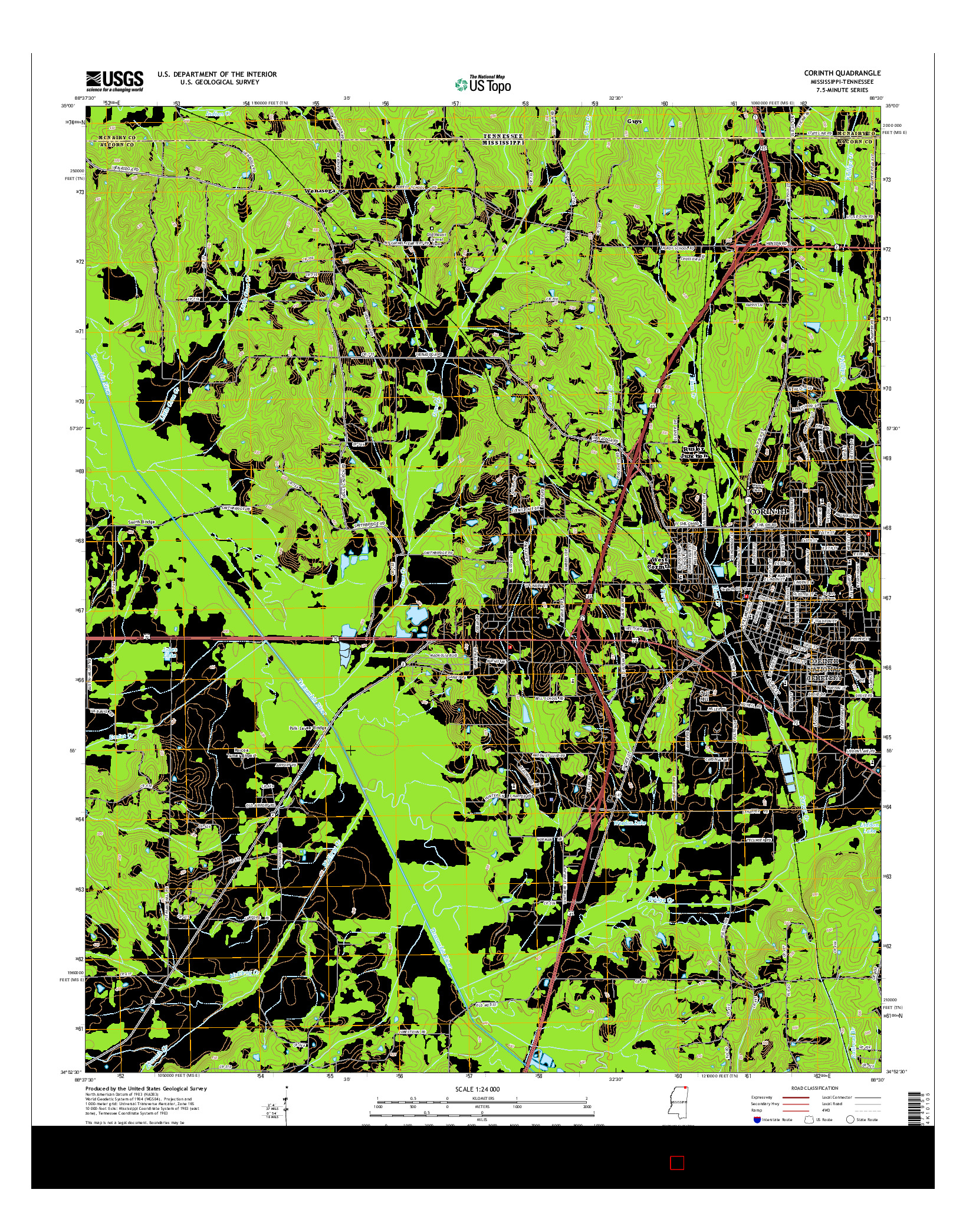 USGS US TOPO 7.5-MINUTE MAP FOR CORINTH, MS-TN 2015