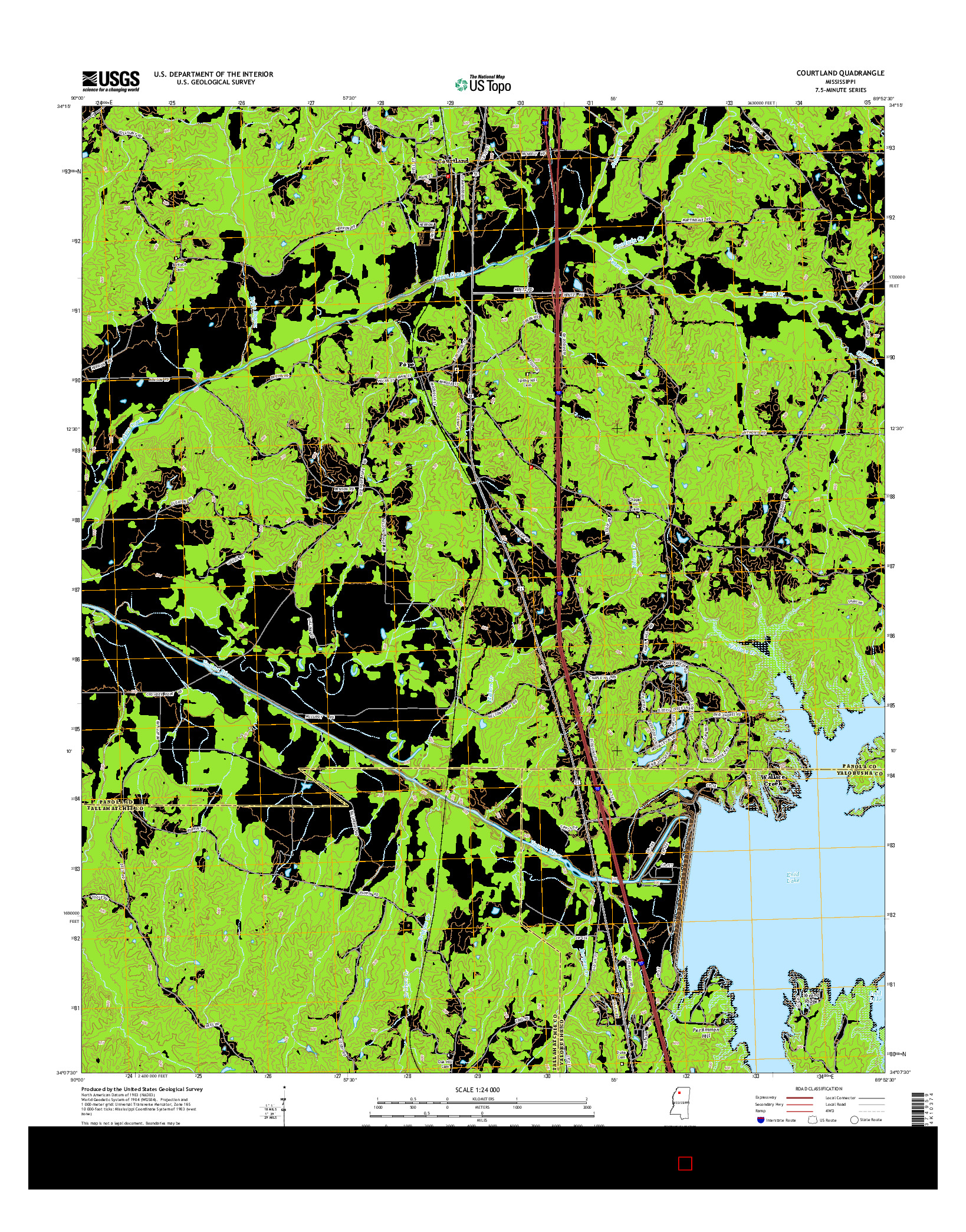 USGS US TOPO 7.5-MINUTE MAP FOR COURTLAND, MS 2015