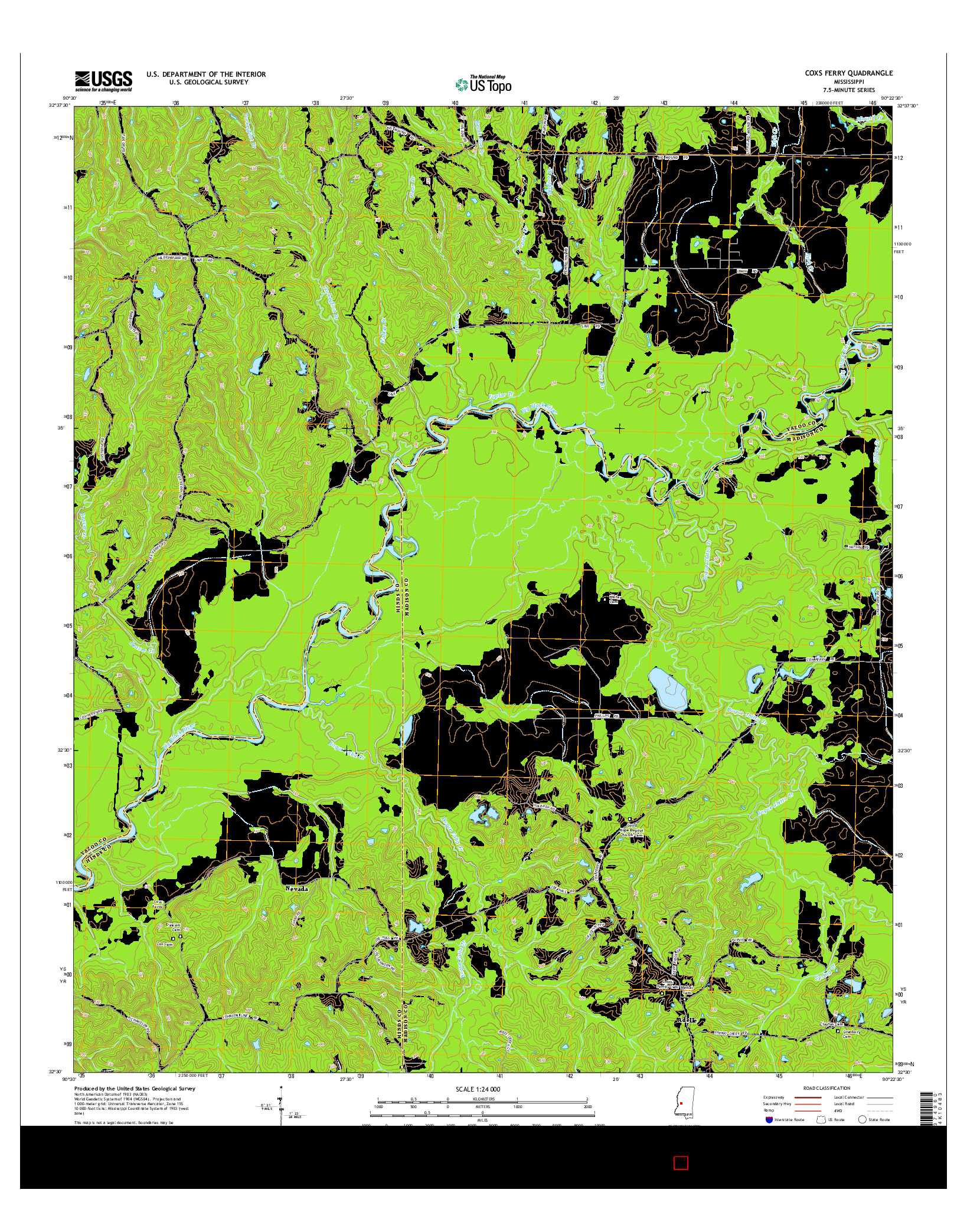 USGS US TOPO 7.5-MINUTE MAP FOR COXS FERRY, MS 2015