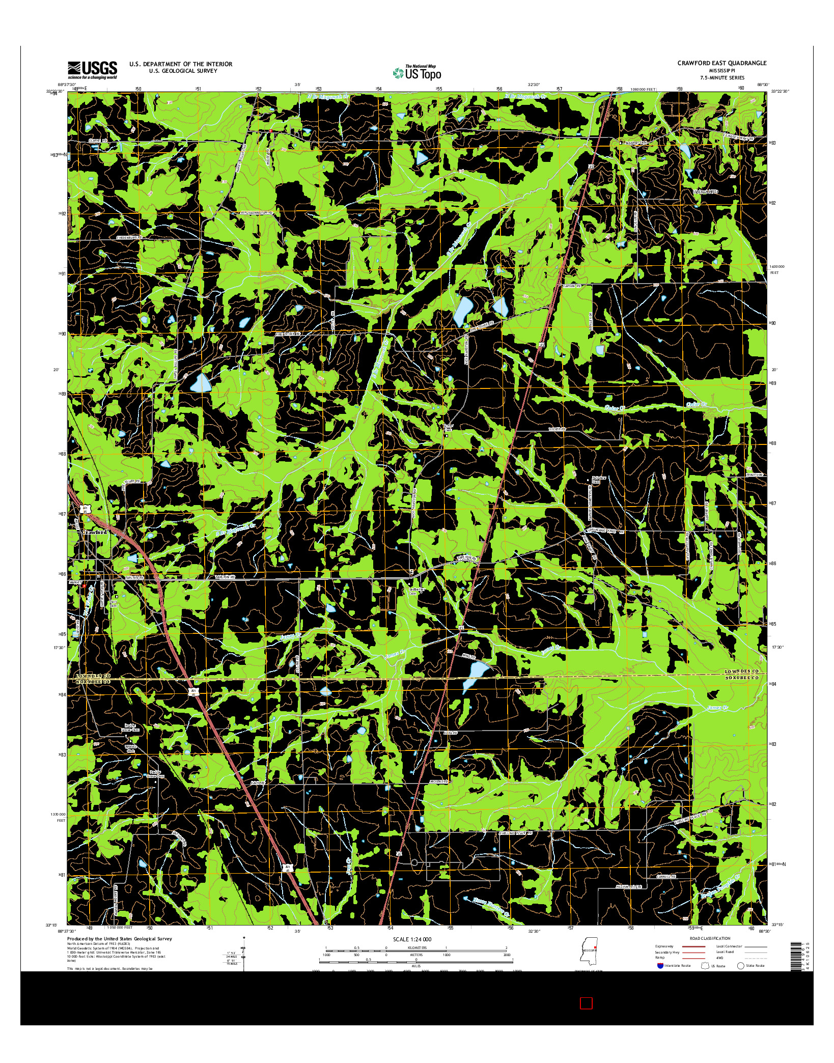 USGS US TOPO 7.5-MINUTE MAP FOR CRAWFORD EAST, MS 2015