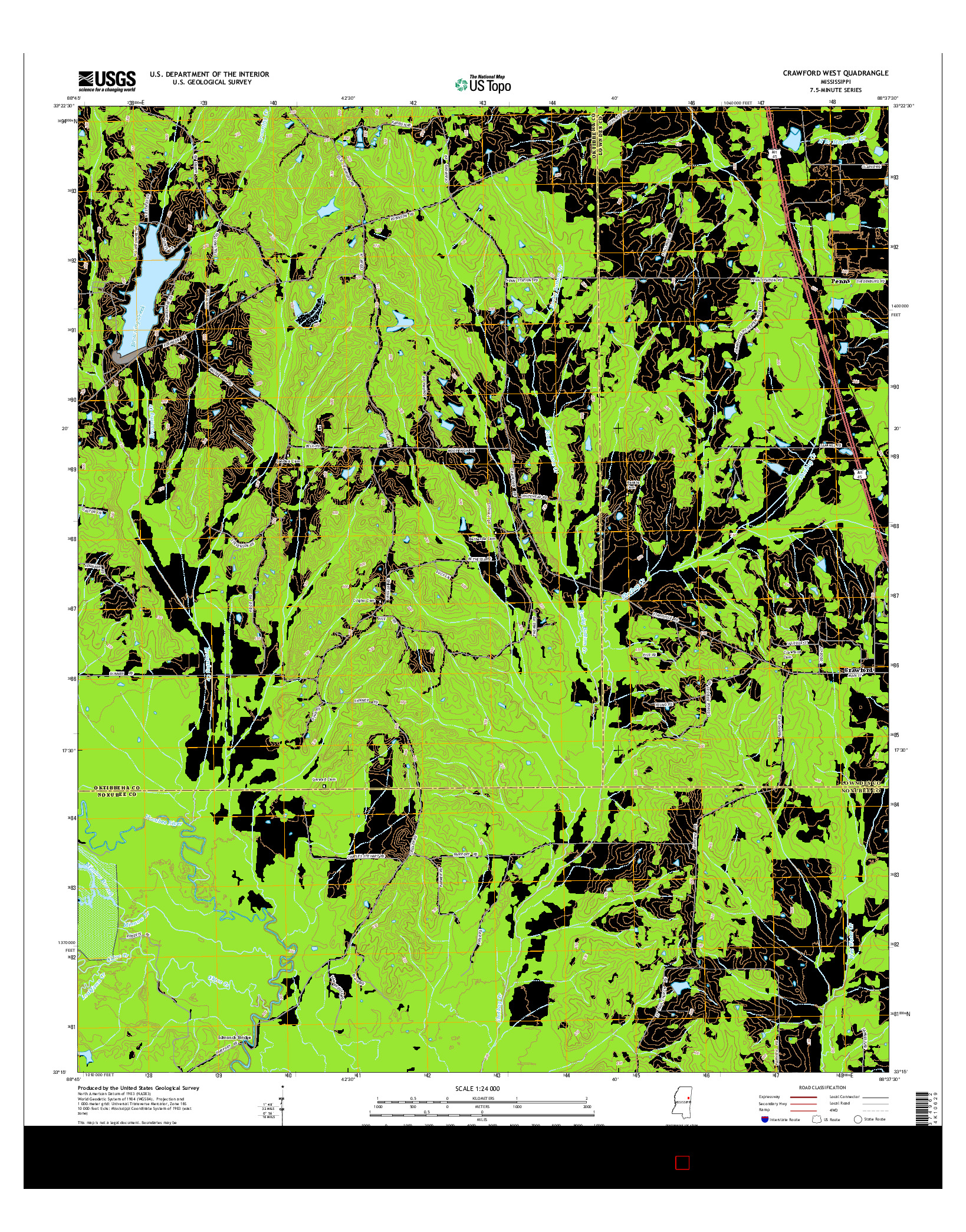 USGS US TOPO 7.5-MINUTE MAP FOR CRAWFORD WEST, MS 2015