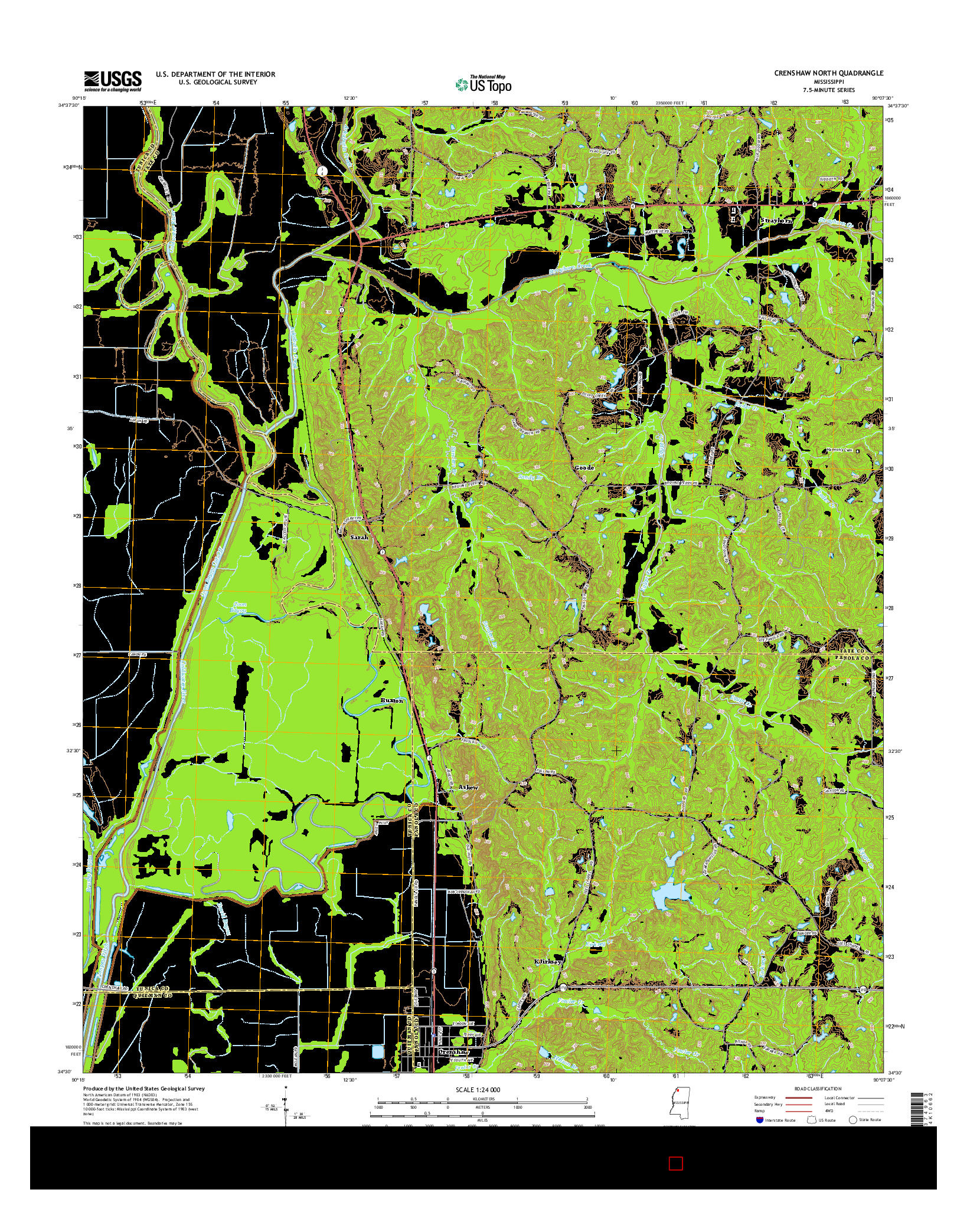 USGS US TOPO 7.5-MINUTE MAP FOR CRENSHAW NORTH, MS 2015