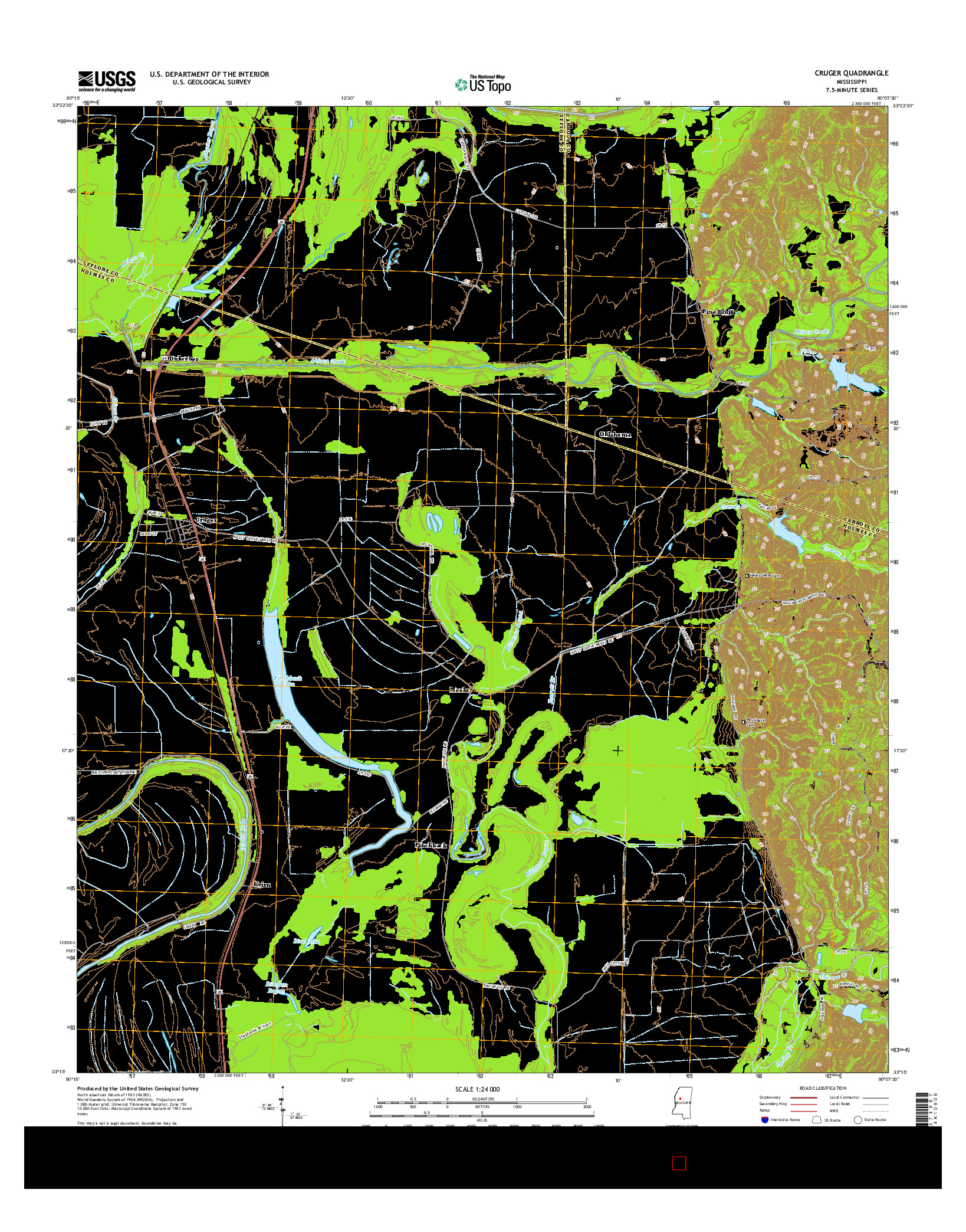 USGS US TOPO 7.5-MINUTE MAP FOR CRUGER, MS 2015