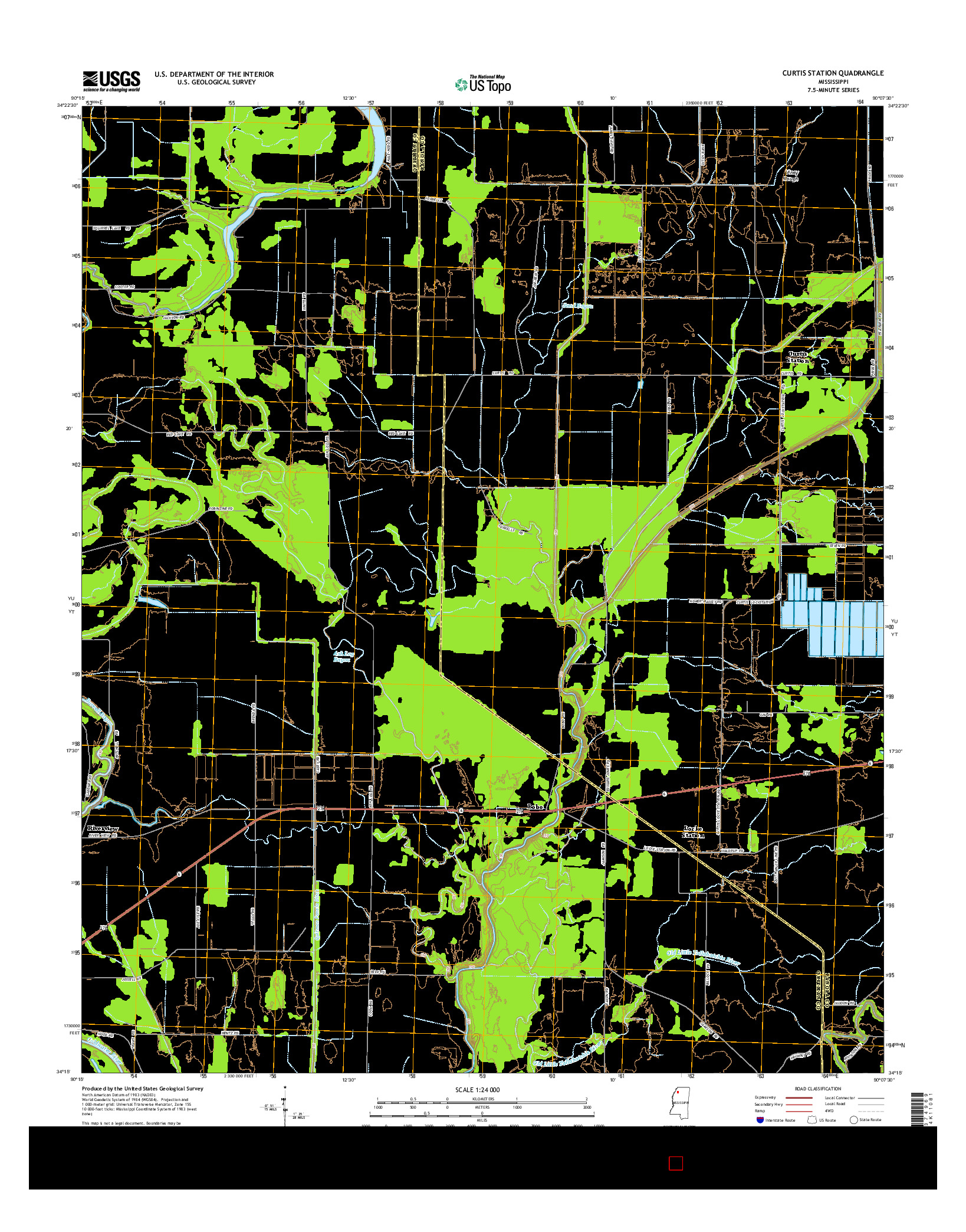 USGS US TOPO 7.5-MINUTE MAP FOR CURTIS STATION, MS 2015