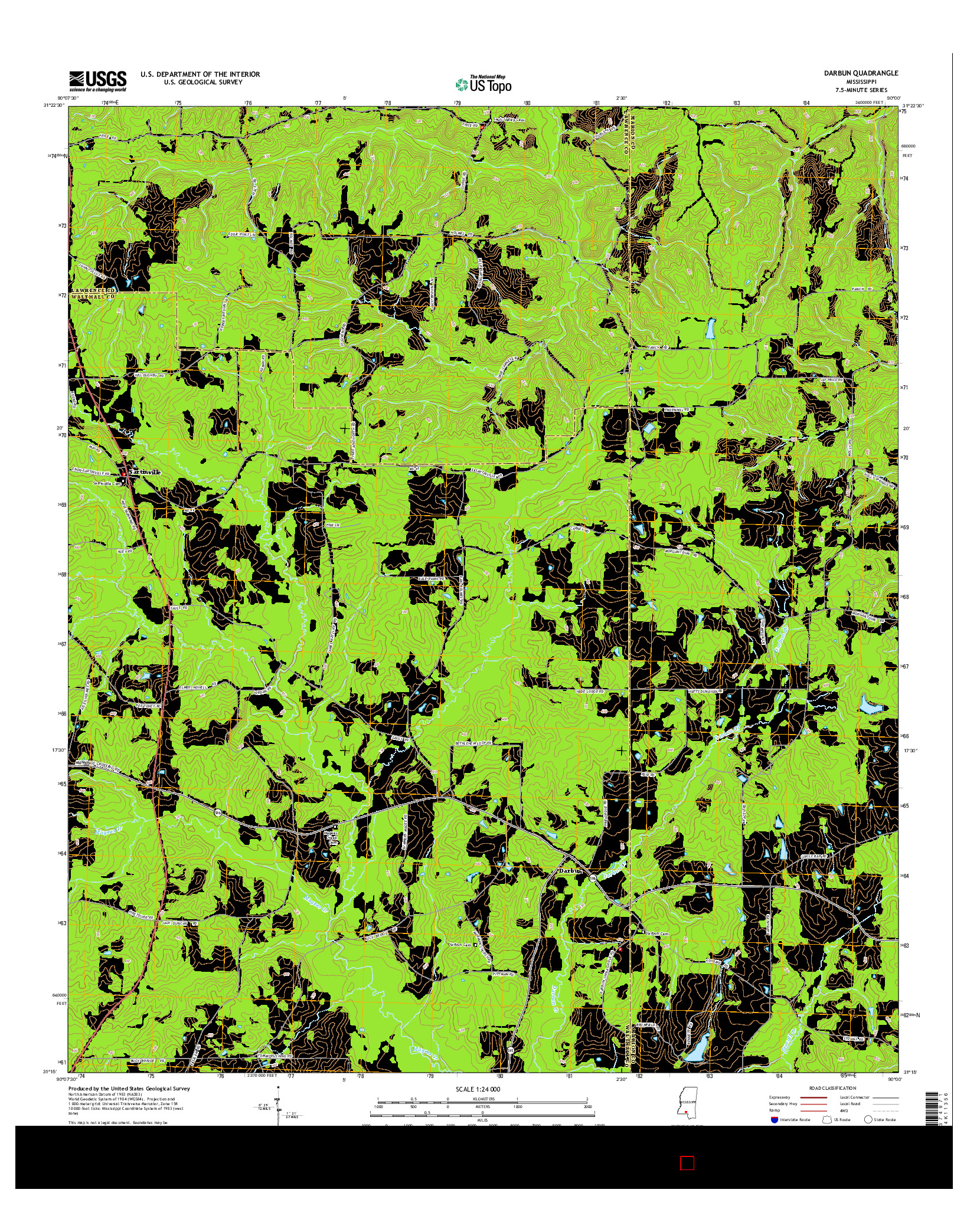 USGS US TOPO 7.5-MINUTE MAP FOR DARBUN, MS 2015