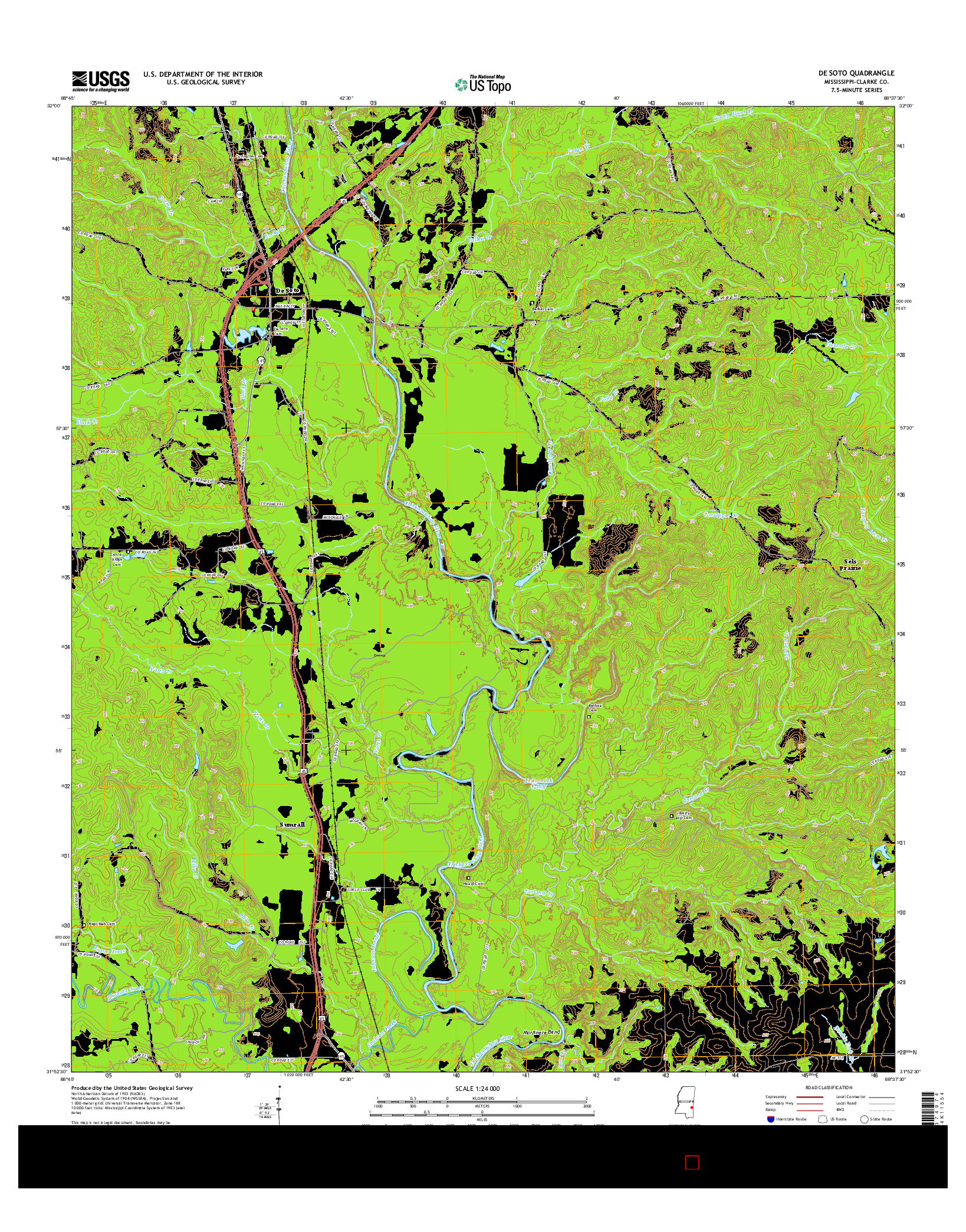USGS US TOPO 7.5-MINUTE MAP FOR DE SOTO, MS 2015