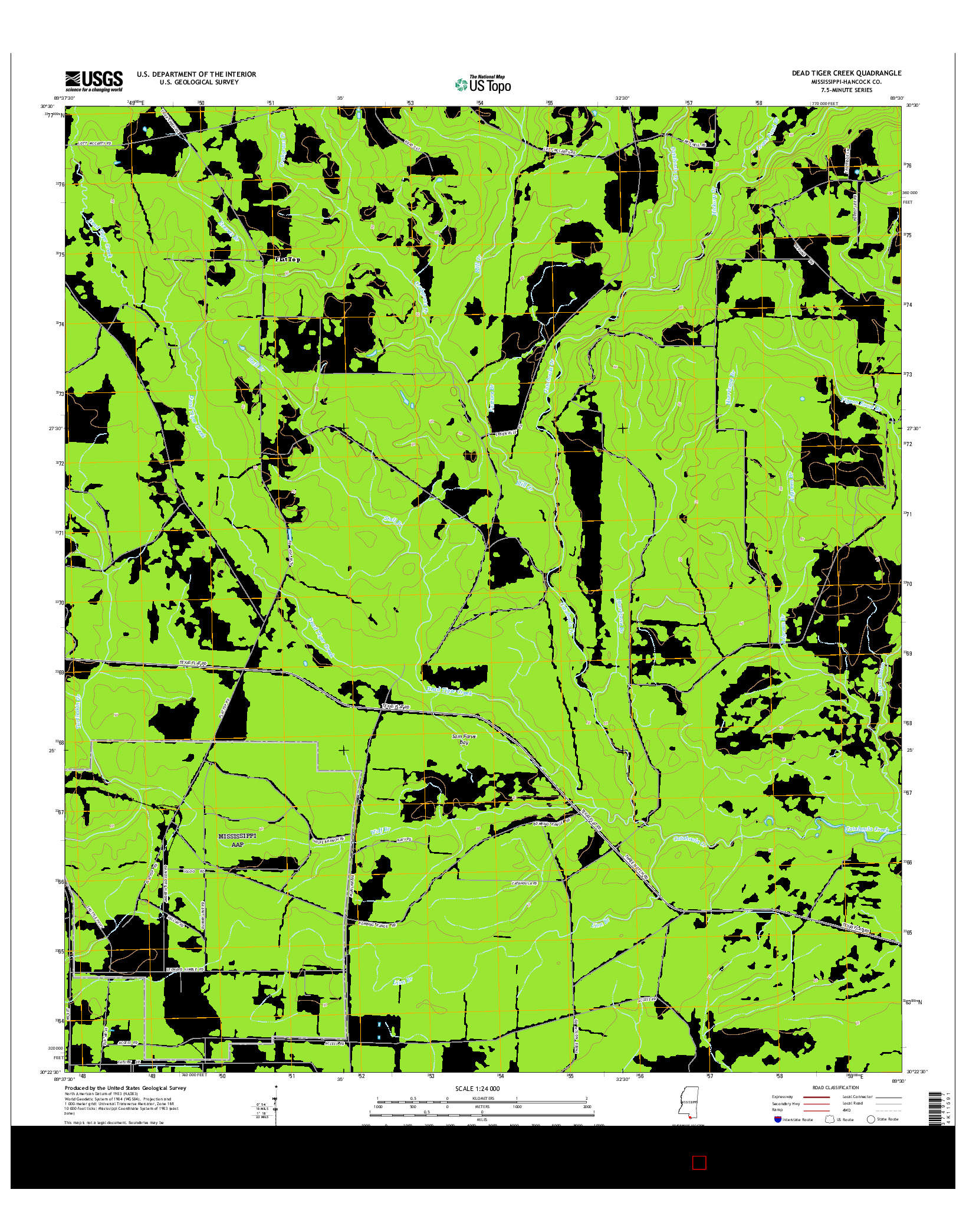 USGS US TOPO 7.5-MINUTE MAP FOR DEAD TIGER CREEK, MS 2015