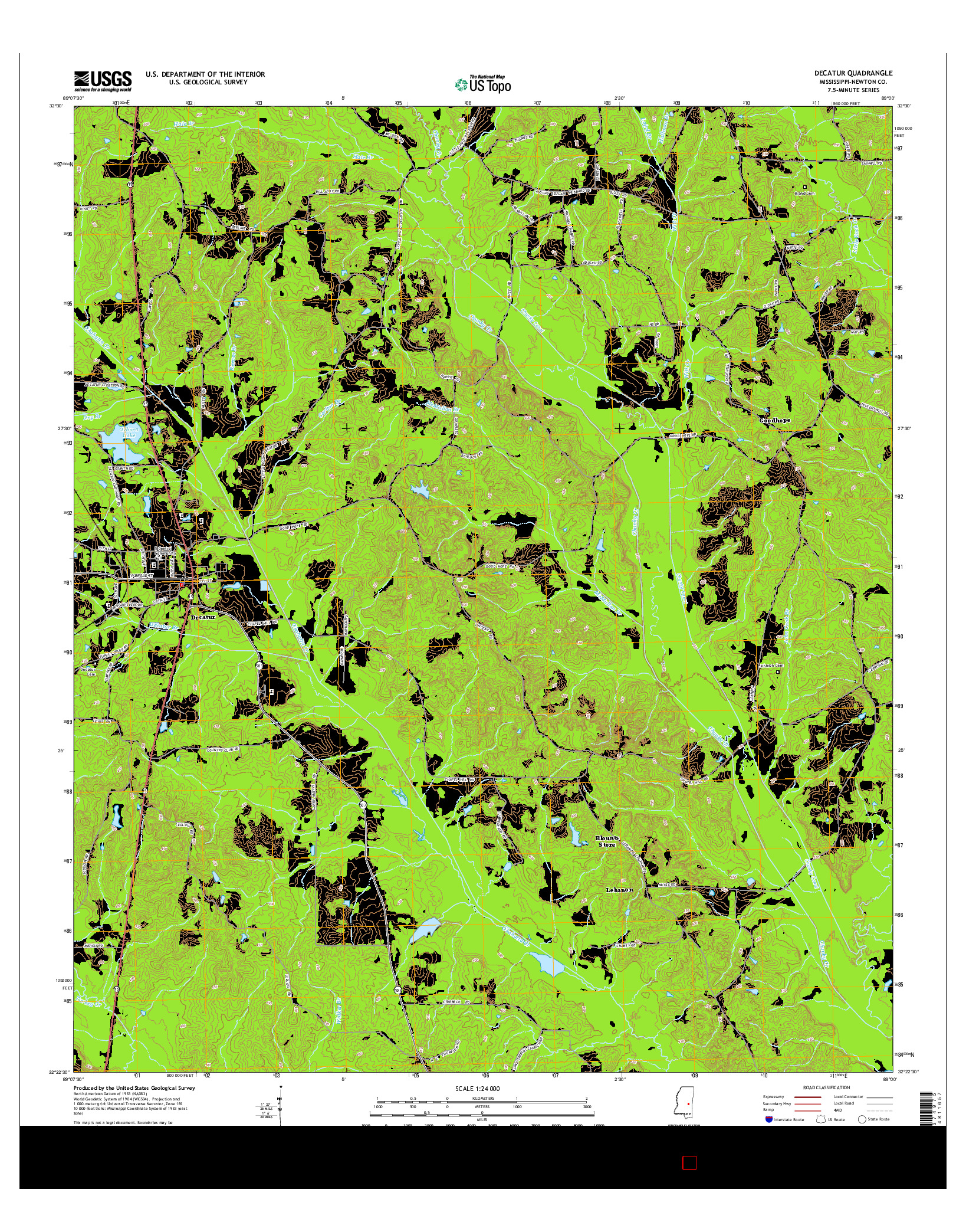 USGS US TOPO 7.5-MINUTE MAP FOR DECATUR, MS 2015