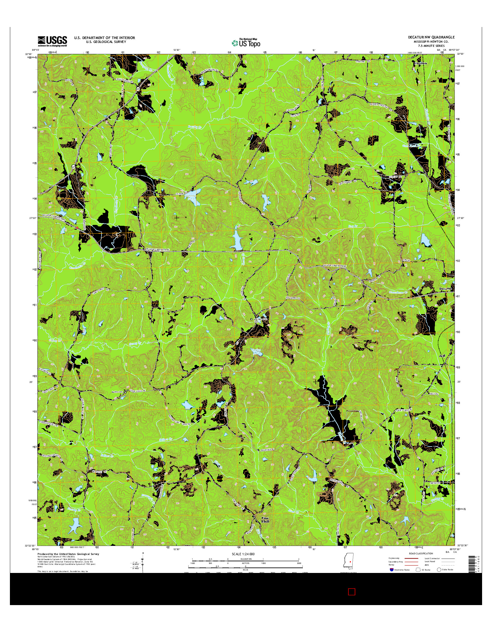 USGS US TOPO 7.5-MINUTE MAP FOR DECATUR NW, MS 2015