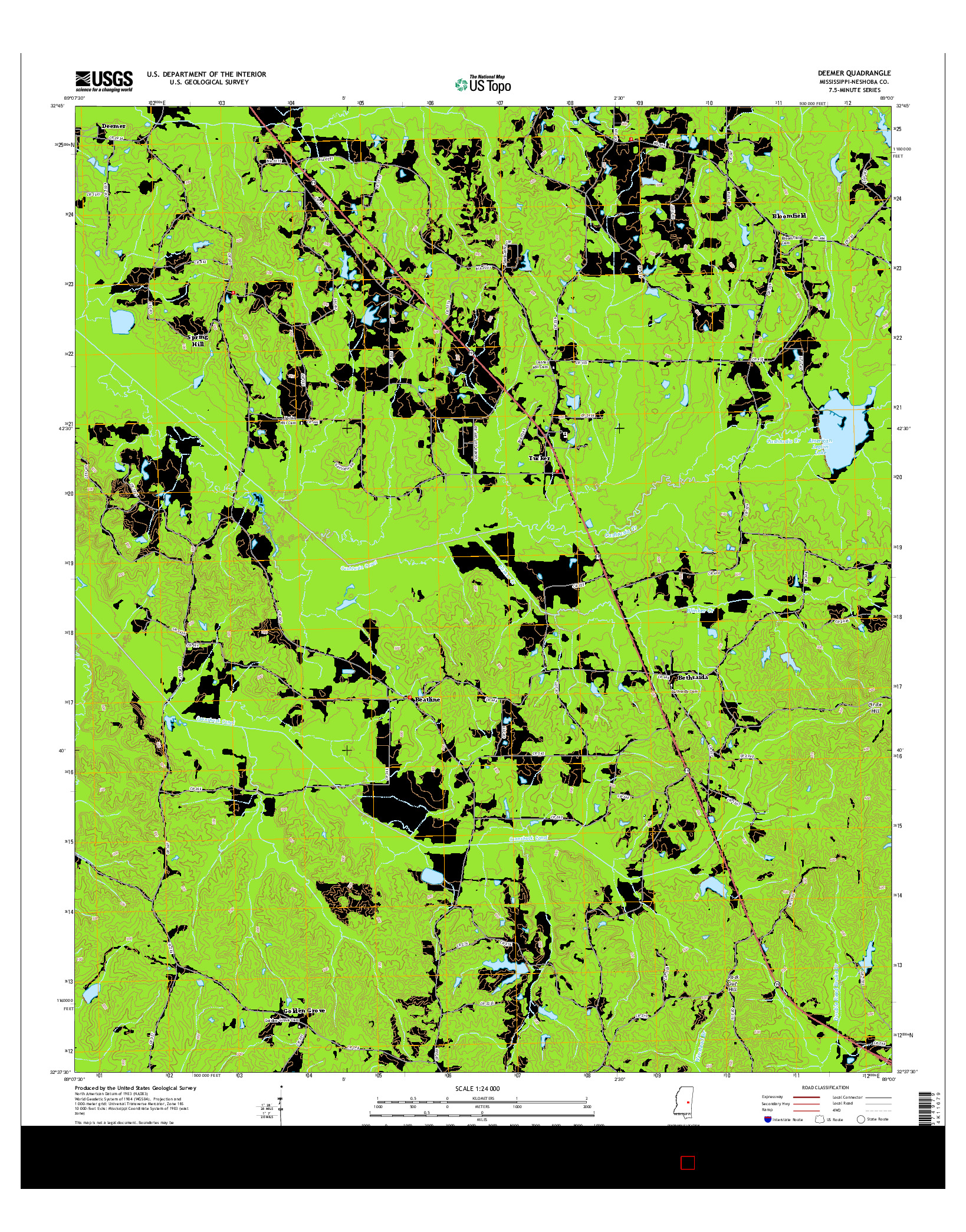 USGS US TOPO 7.5-MINUTE MAP FOR DEEMER, MS 2015
