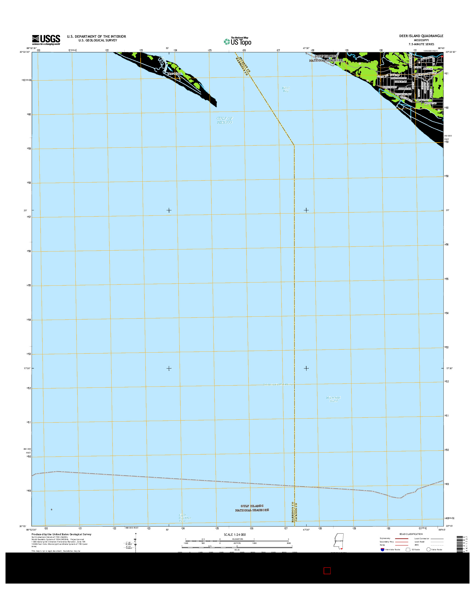 USGS US TOPO 7.5-MINUTE MAP FOR DEER ISLAND, MS 2015