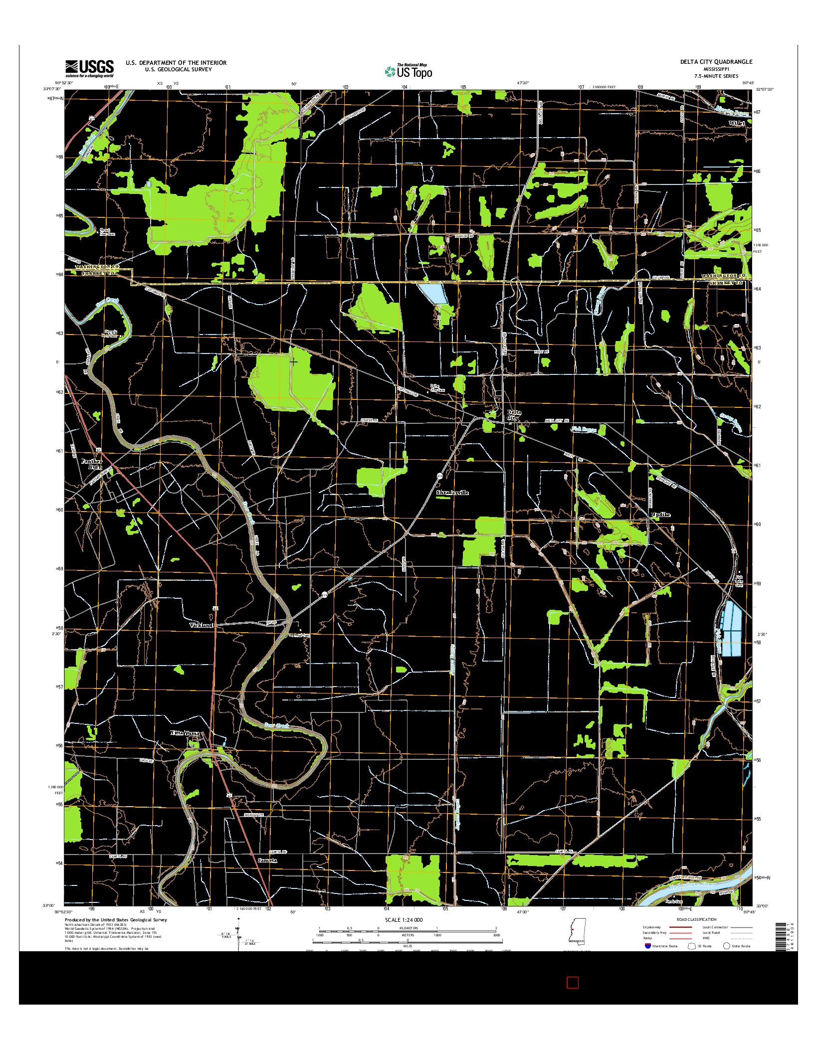 USGS US TOPO 7.5-MINUTE MAP FOR DELTA CITY, MS 2015