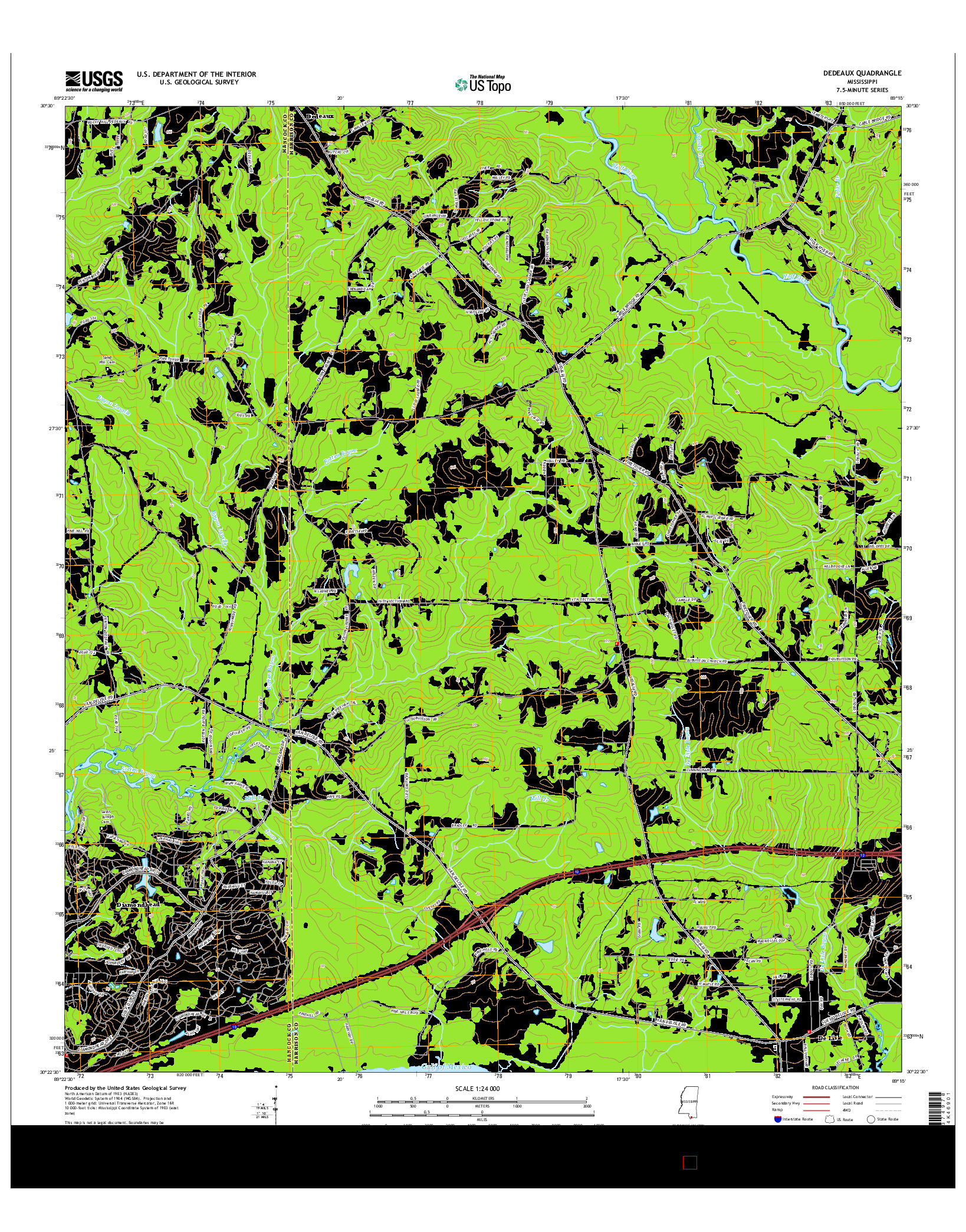 USGS US TOPO 7.5-MINUTE MAP FOR DEDEAUX, MS 2015