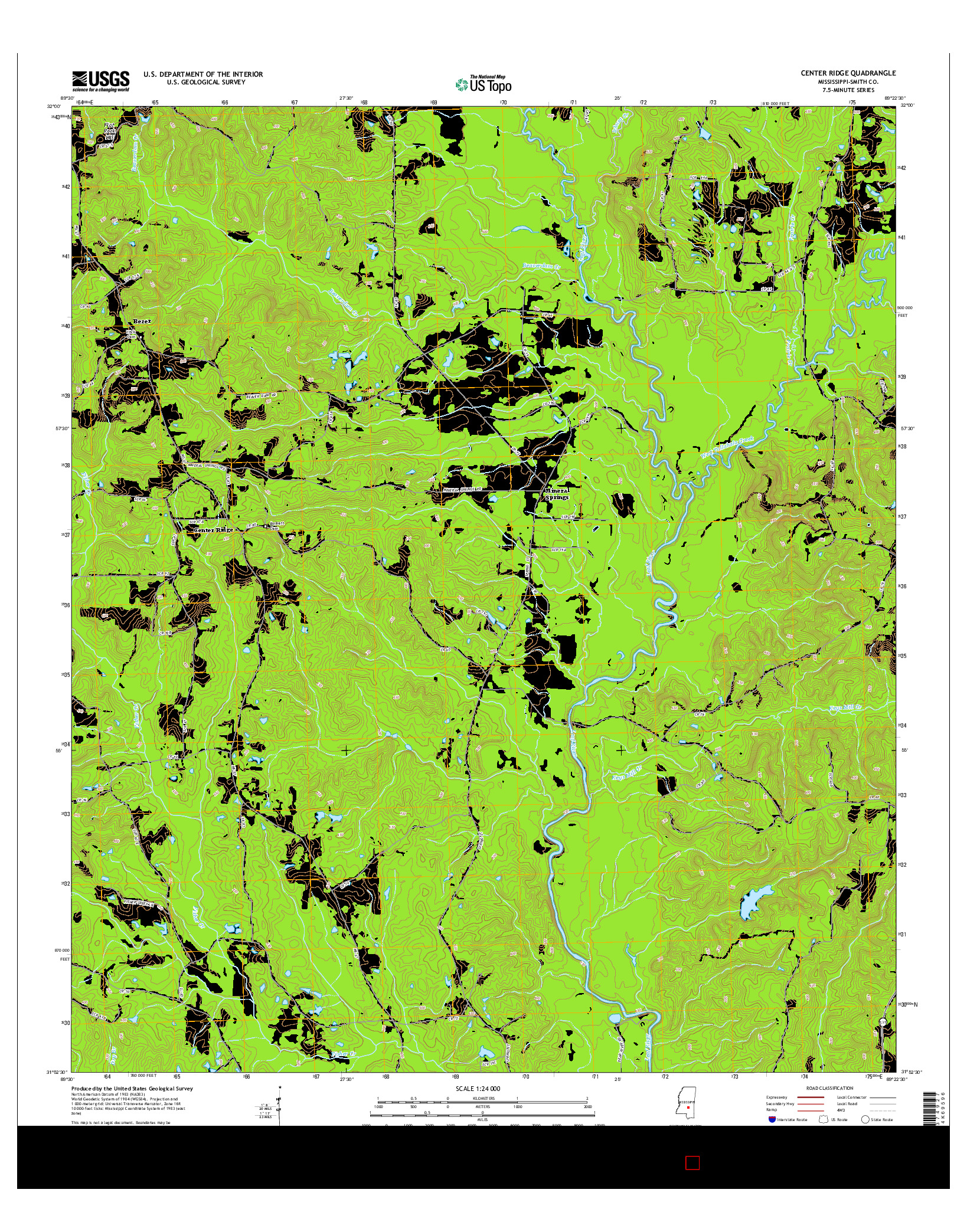USGS US TOPO 7.5-MINUTE MAP FOR CENTER RIDGE, MS 2015