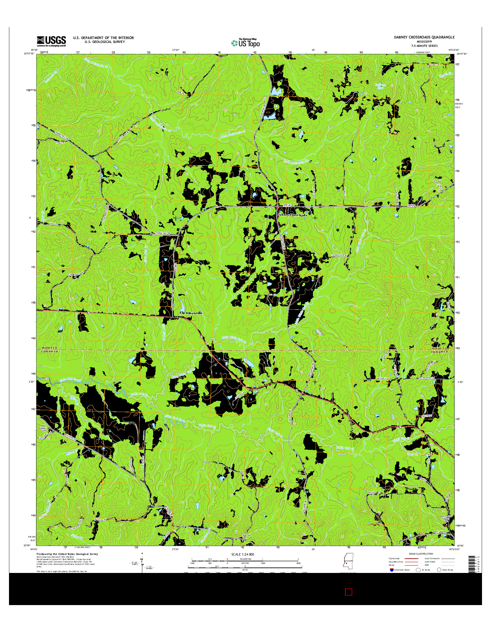 USGS US TOPO 7.5-MINUTE MAP FOR DABNEY CROSSROADS, MS 2015