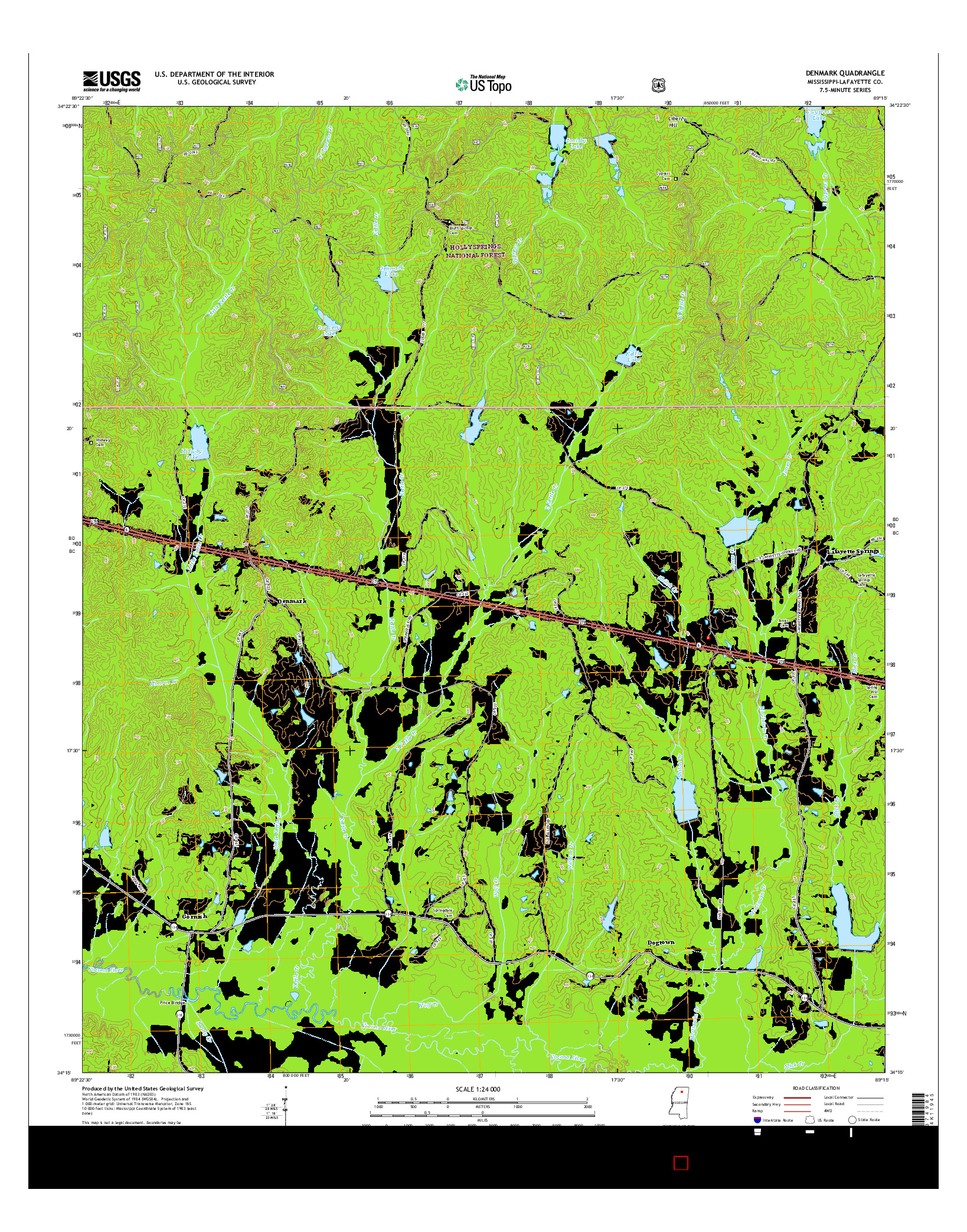 USGS US TOPO 7.5-MINUTE MAP FOR DENMARK, MS 2015