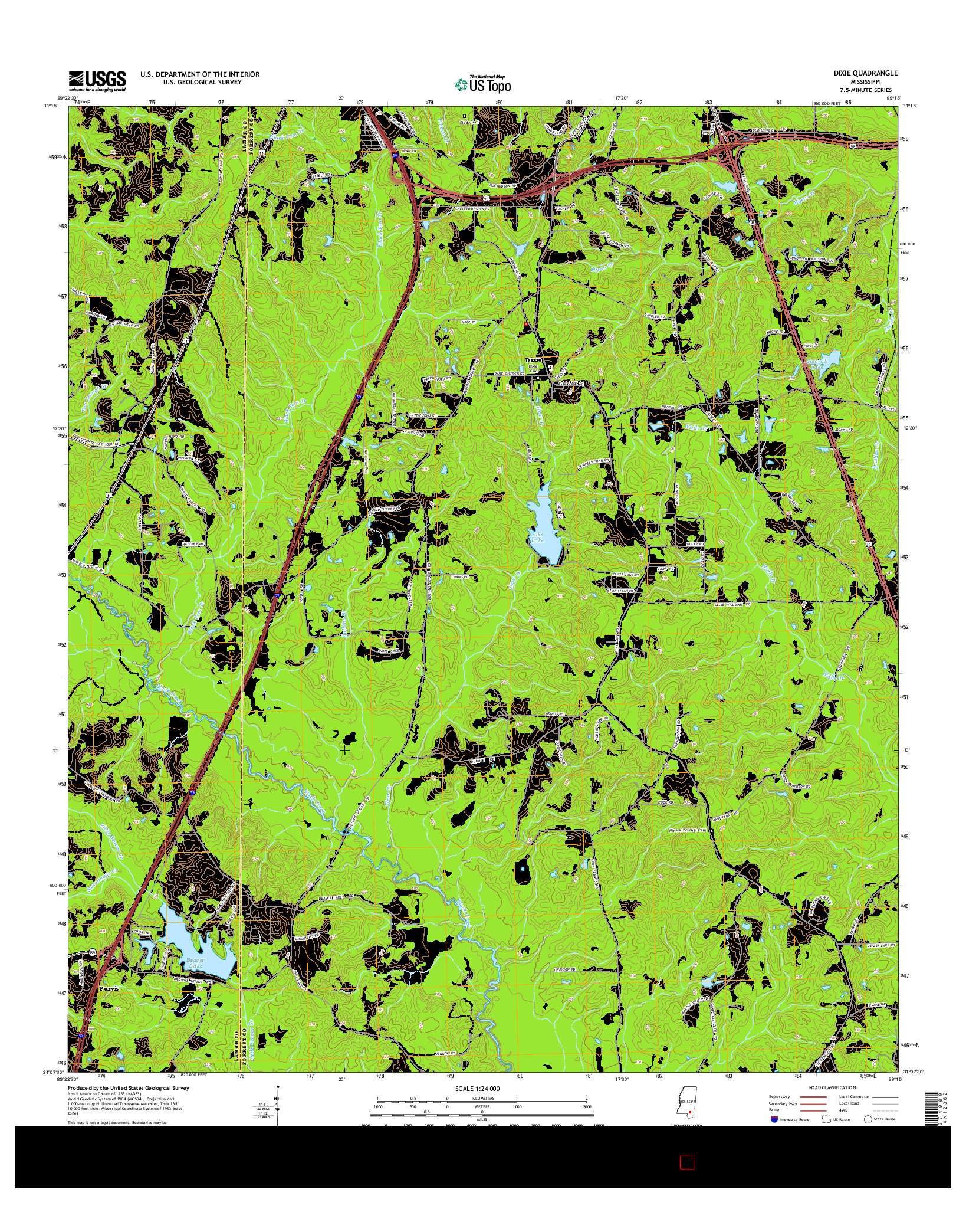 USGS US TOPO 7.5-MINUTE MAP FOR DIXIE, MS 2015