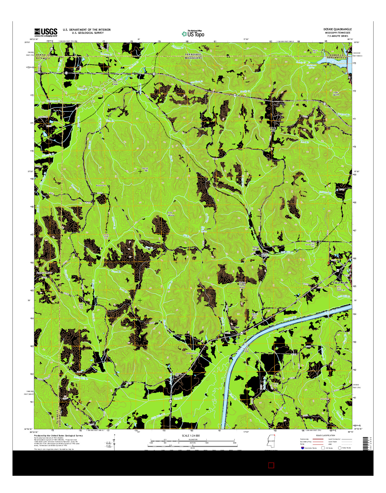 USGS US TOPO 7.5-MINUTE MAP FOR DOSKIE, MS-TN 2015