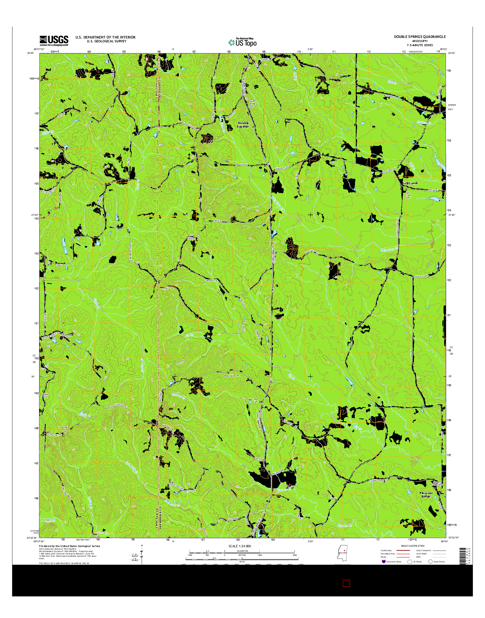USGS US TOPO 7.5-MINUTE MAP FOR DOUBLE SPRINGS, MS 2015