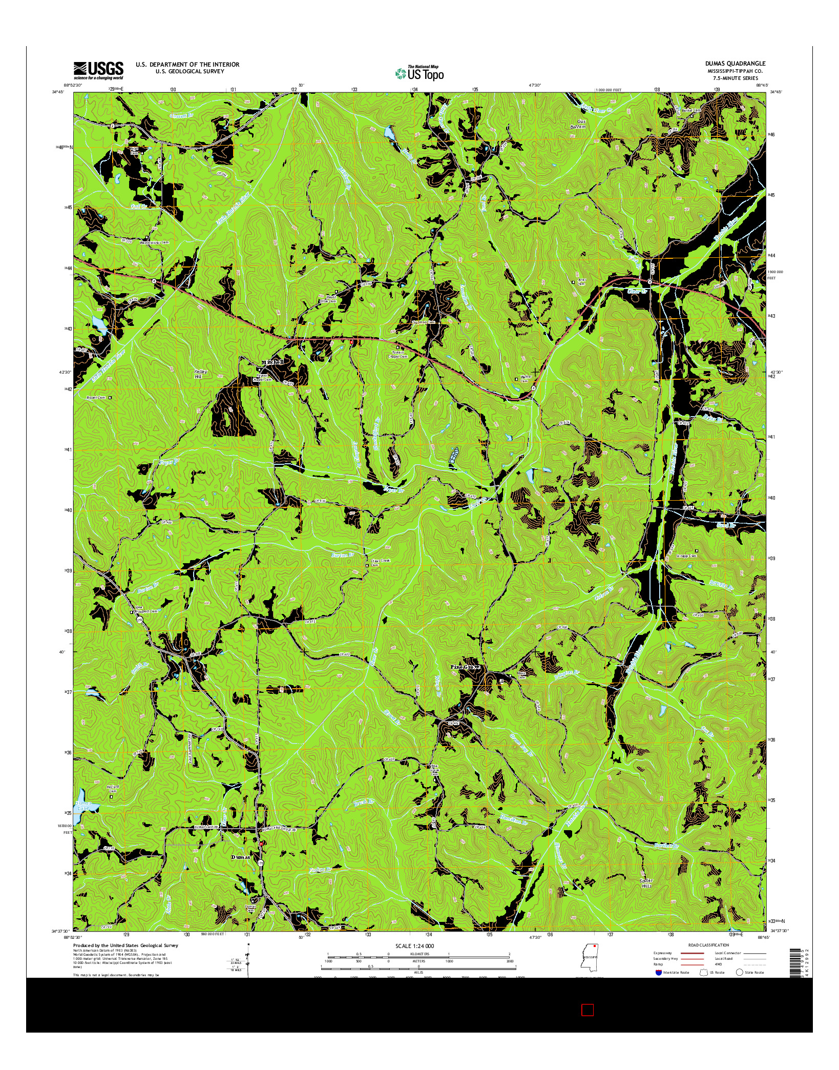 USGS US TOPO 7.5-MINUTE MAP FOR DUMAS, MS 2015