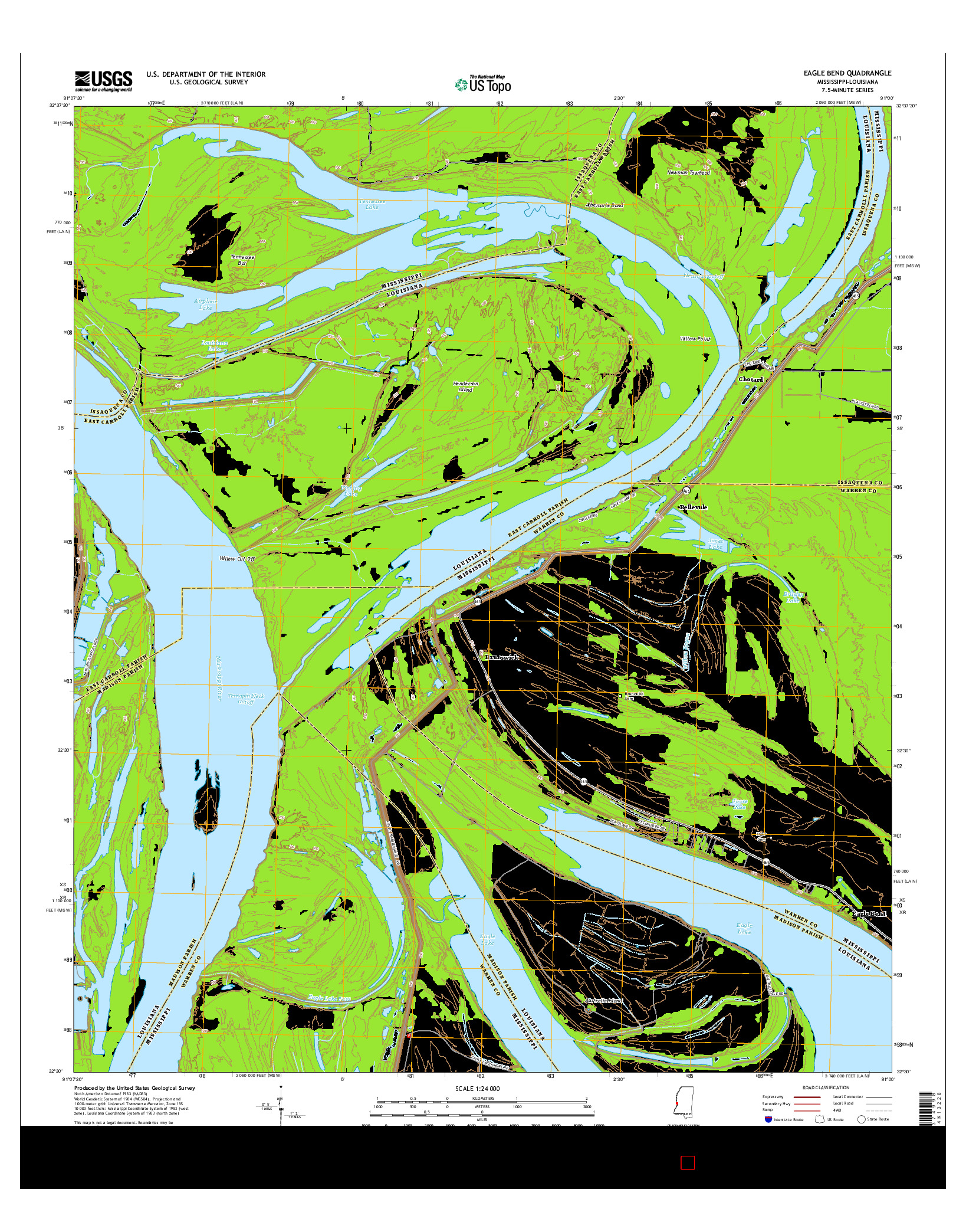 USGS US TOPO 7.5-MINUTE MAP FOR EAGLE BEND, MS-LA 2015