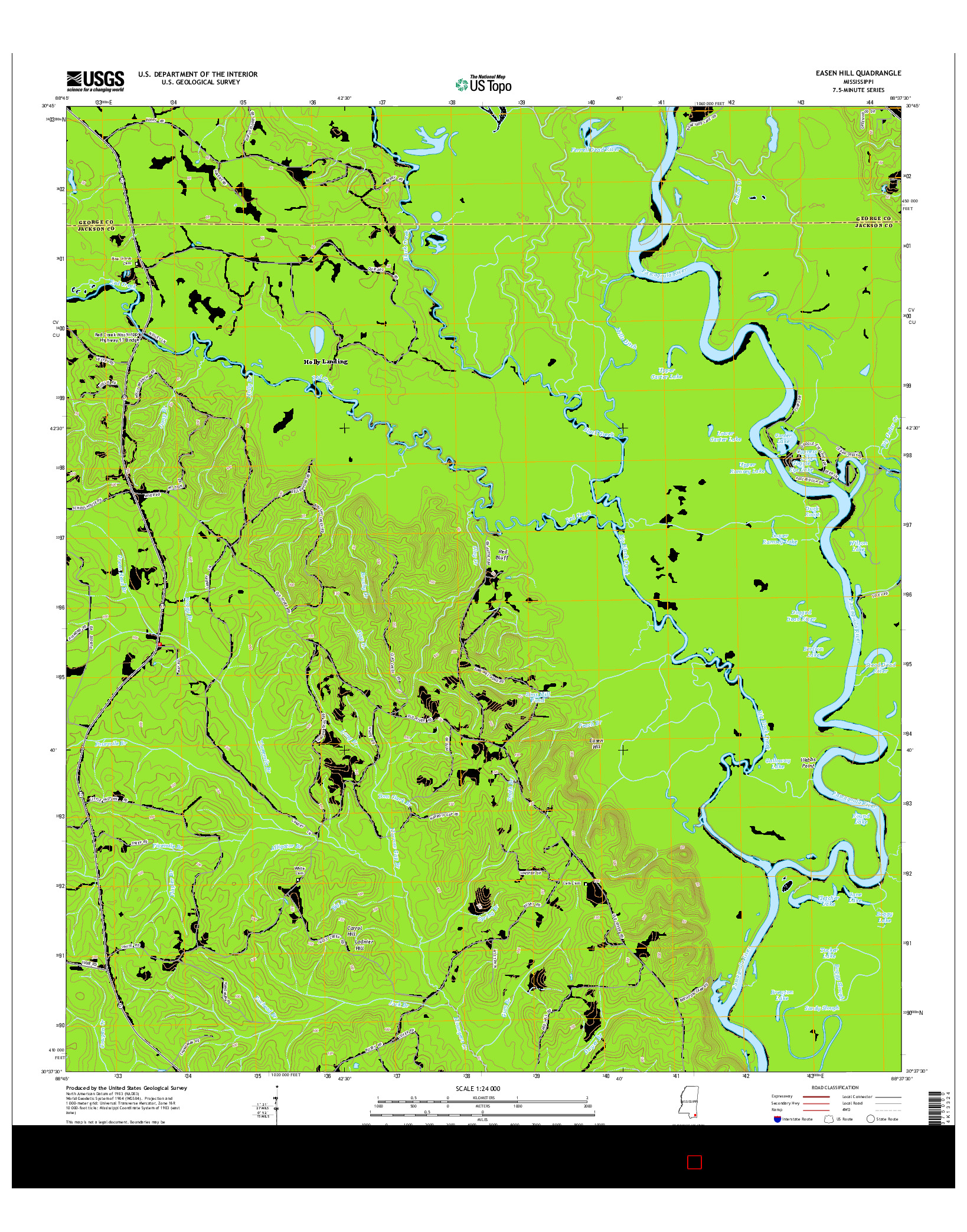 USGS US TOPO 7.5-MINUTE MAP FOR EASEN HILL, MS 2015