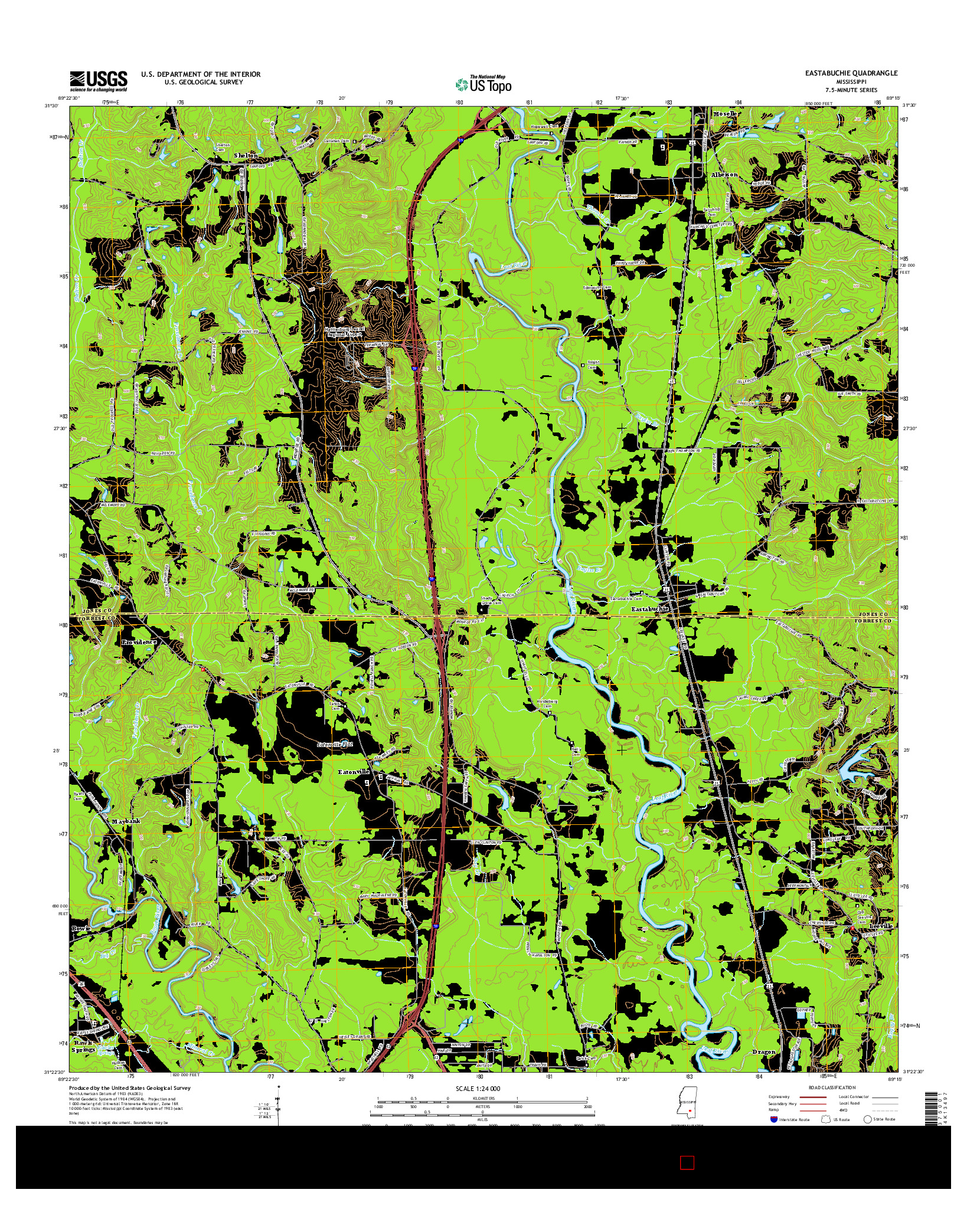 USGS US TOPO 7.5-MINUTE MAP FOR EASTABUCHIE, MS 2015