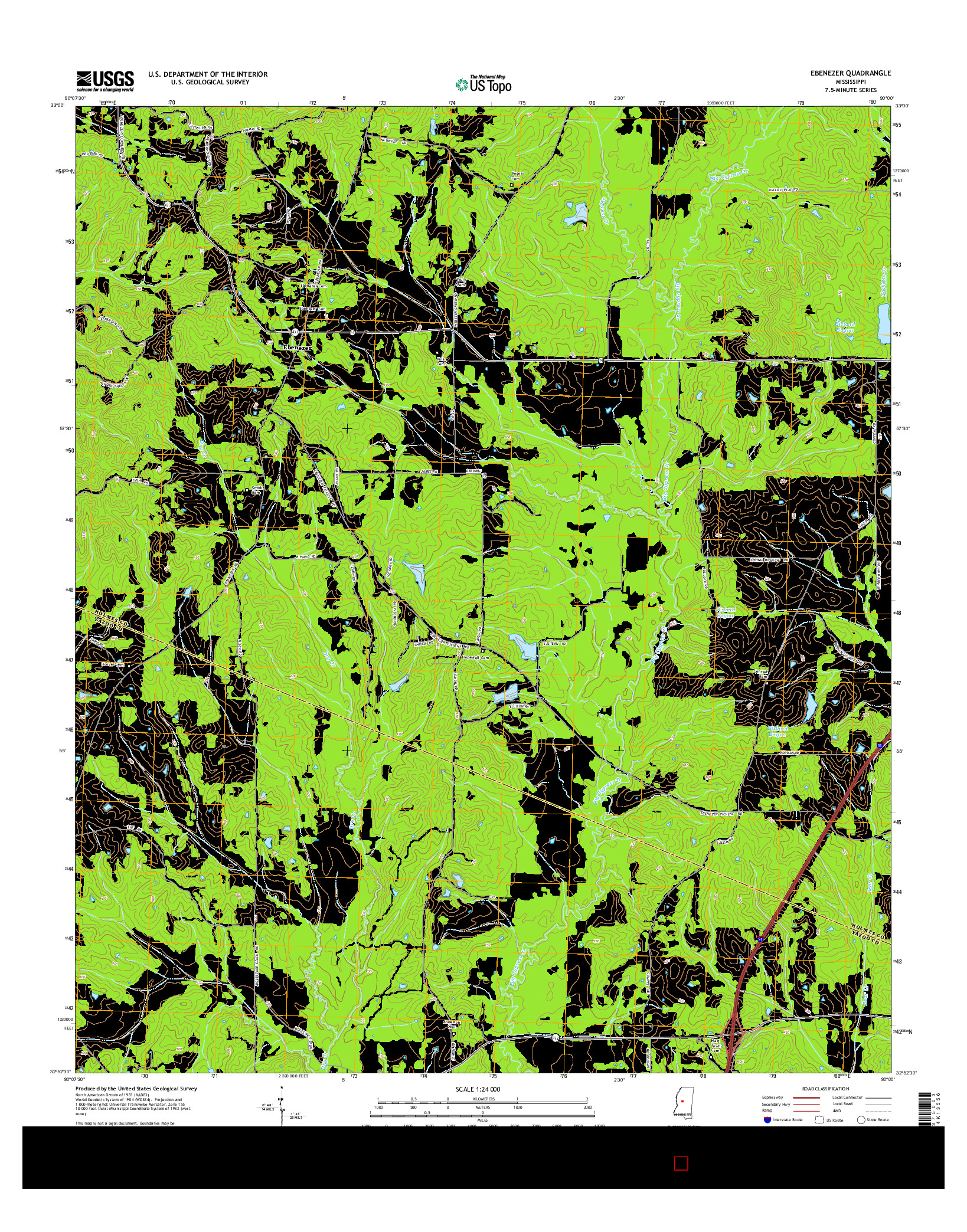 USGS US TOPO 7.5-MINUTE MAP FOR EBENEZER, MS 2015