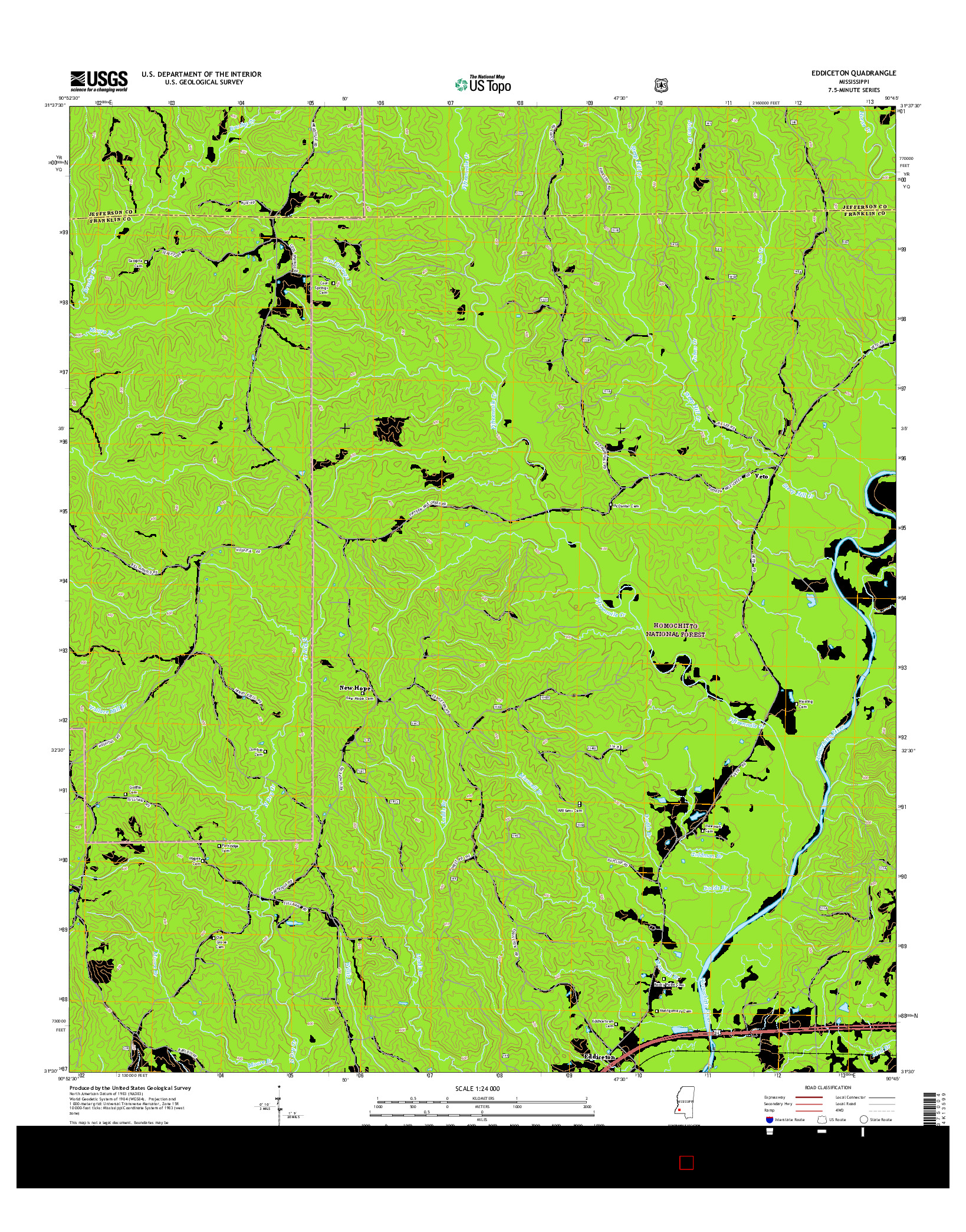 USGS US TOPO 7.5-MINUTE MAP FOR EDDICETON, MS 2015