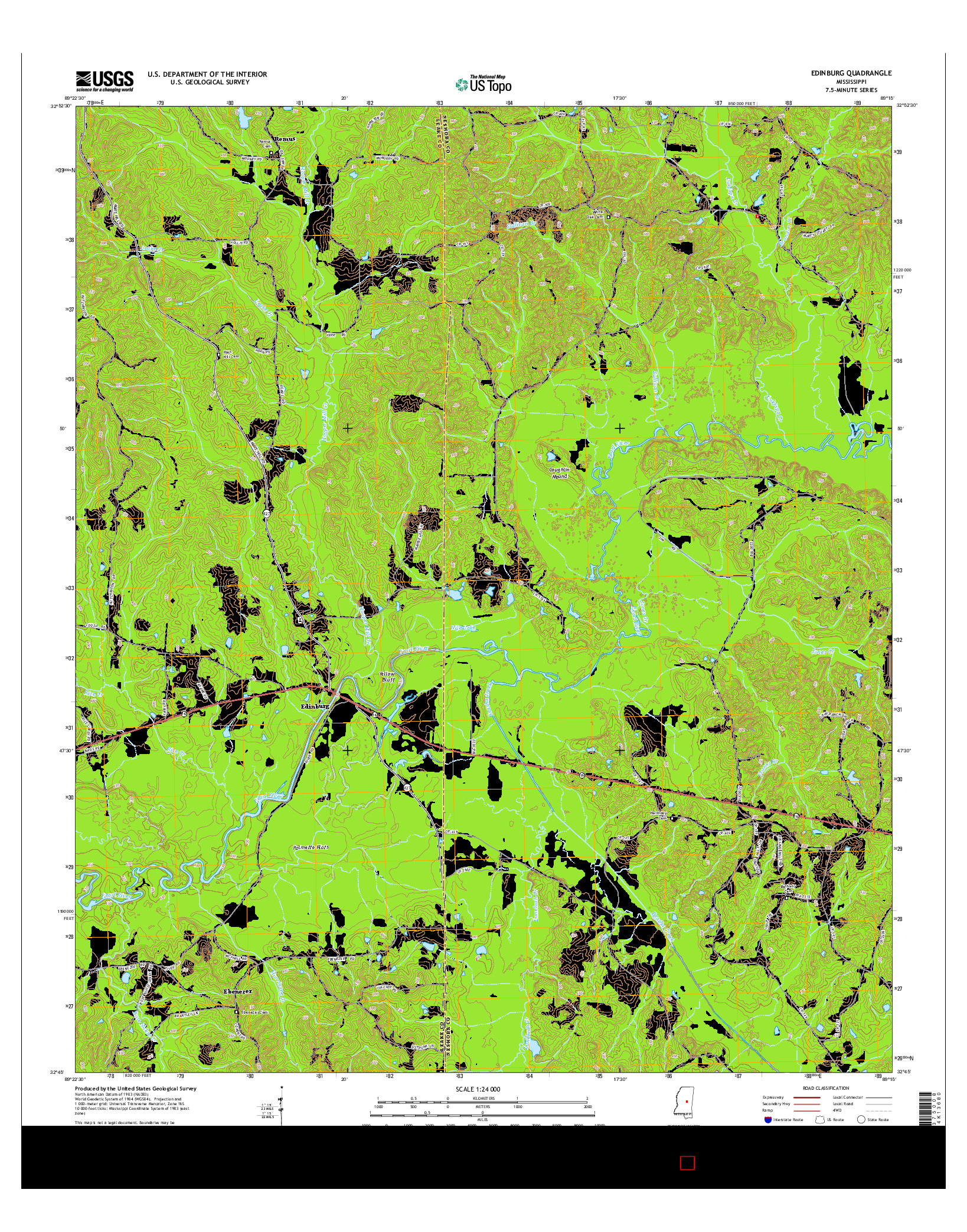 USGS US TOPO 7.5-MINUTE MAP FOR EDINBURG, MS 2015