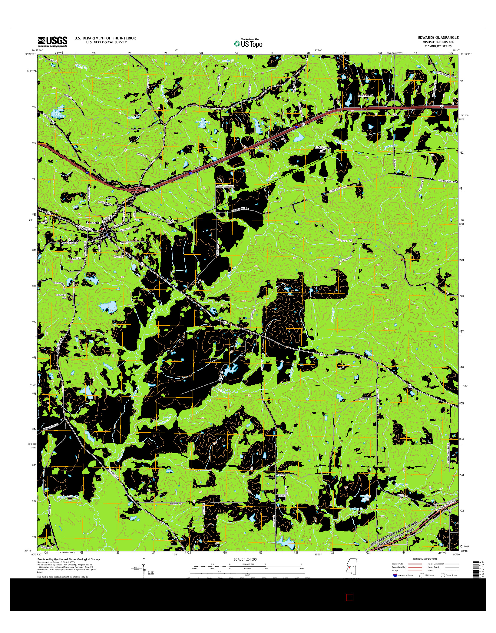 USGS US TOPO 7.5-MINUTE MAP FOR EDWARDS, MS 2015