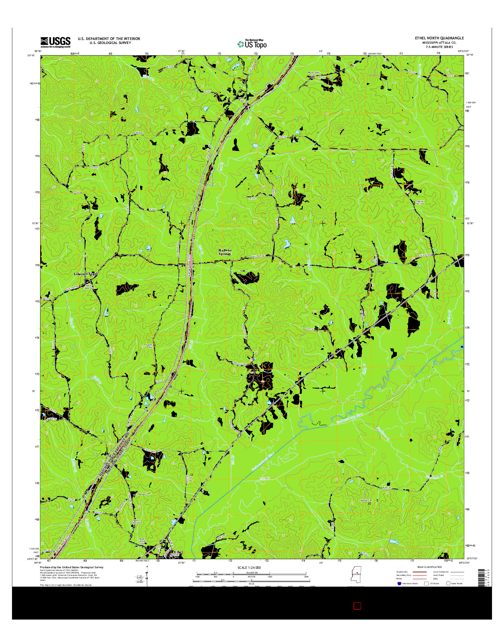 USGS US TOPO 7.5-MINUTE MAP FOR ETHEL NORTH, MS 2015