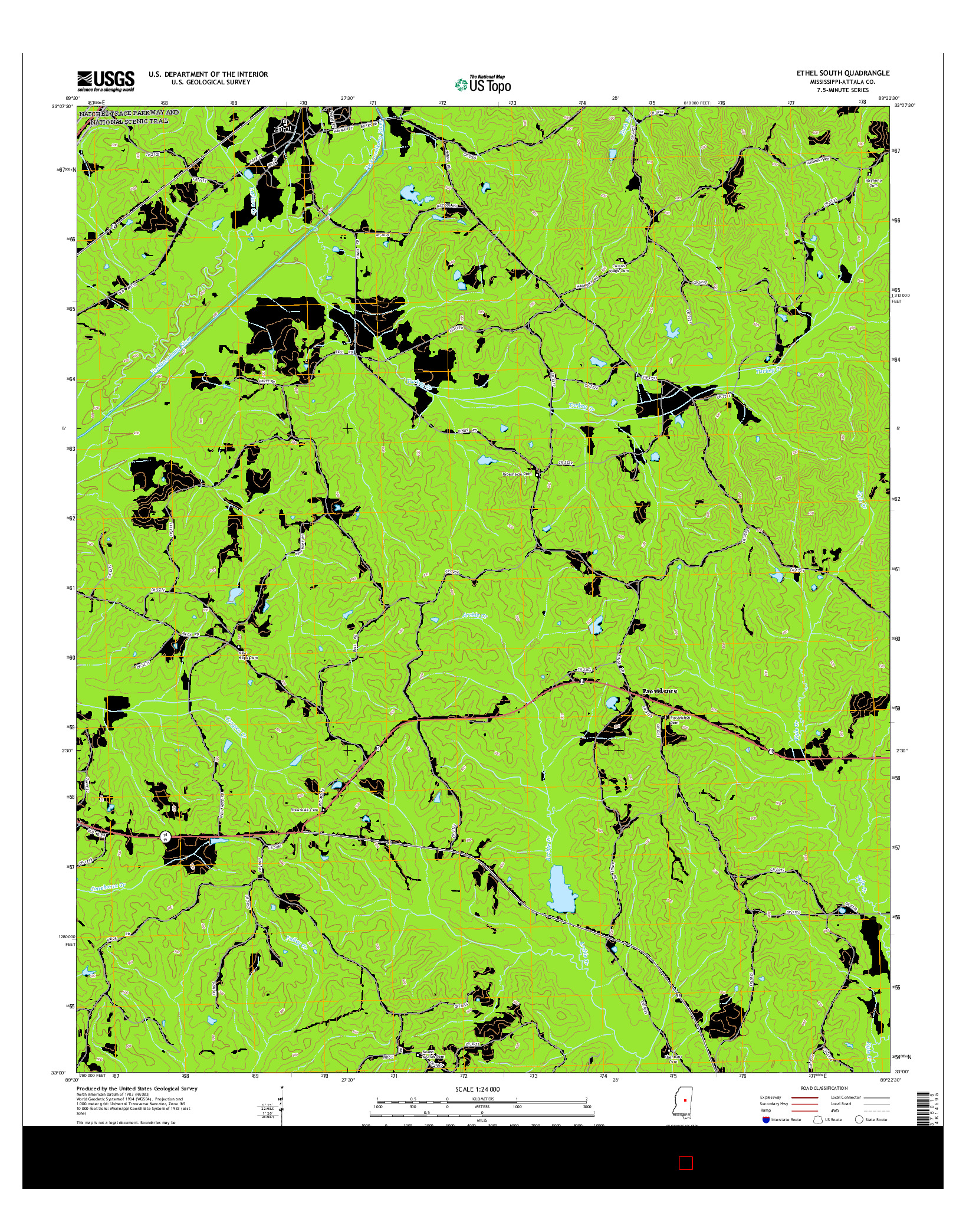 USGS US TOPO 7.5-MINUTE MAP FOR ETHEL SOUTH, MS 2015