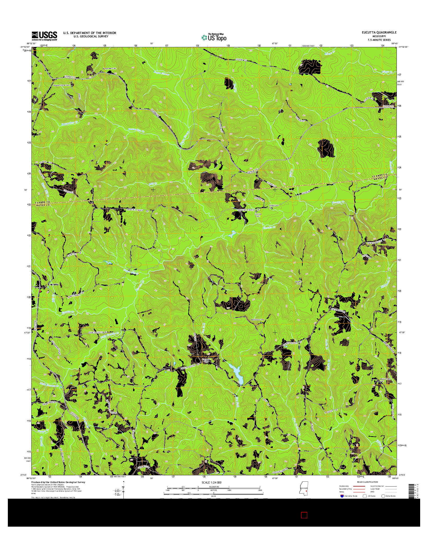 USGS US TOPO 7.5-MINUTE MAP FOR EUCUTTA, MS 2015