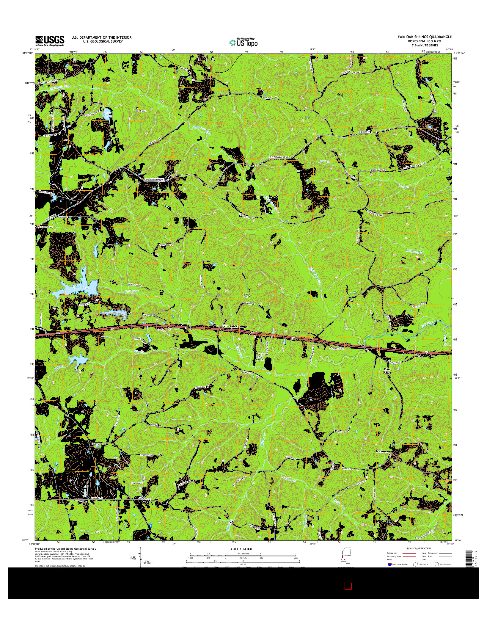 USGS US TOPO 7.5-MINUTE MAP FOR FAIR OAK SPRINGS, MS 2015