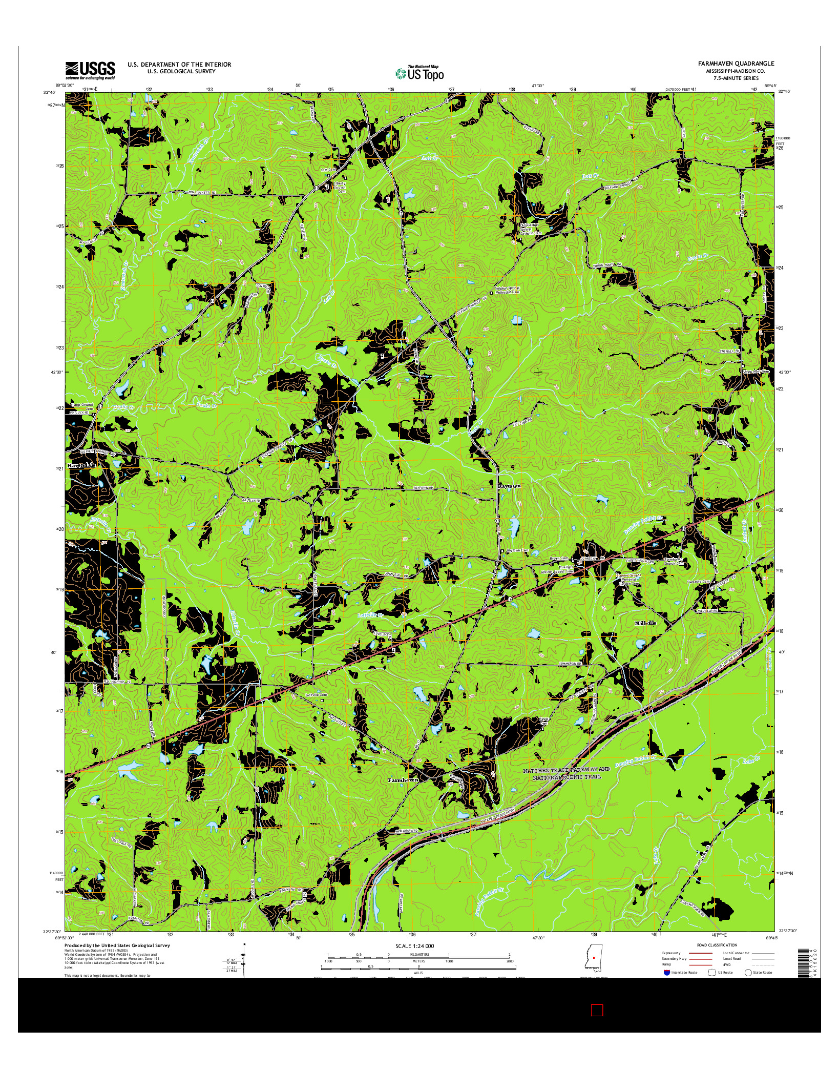 USGS US TOPO 7.5-MINUTE MAP FOR FARMHAVEN, MS 2015